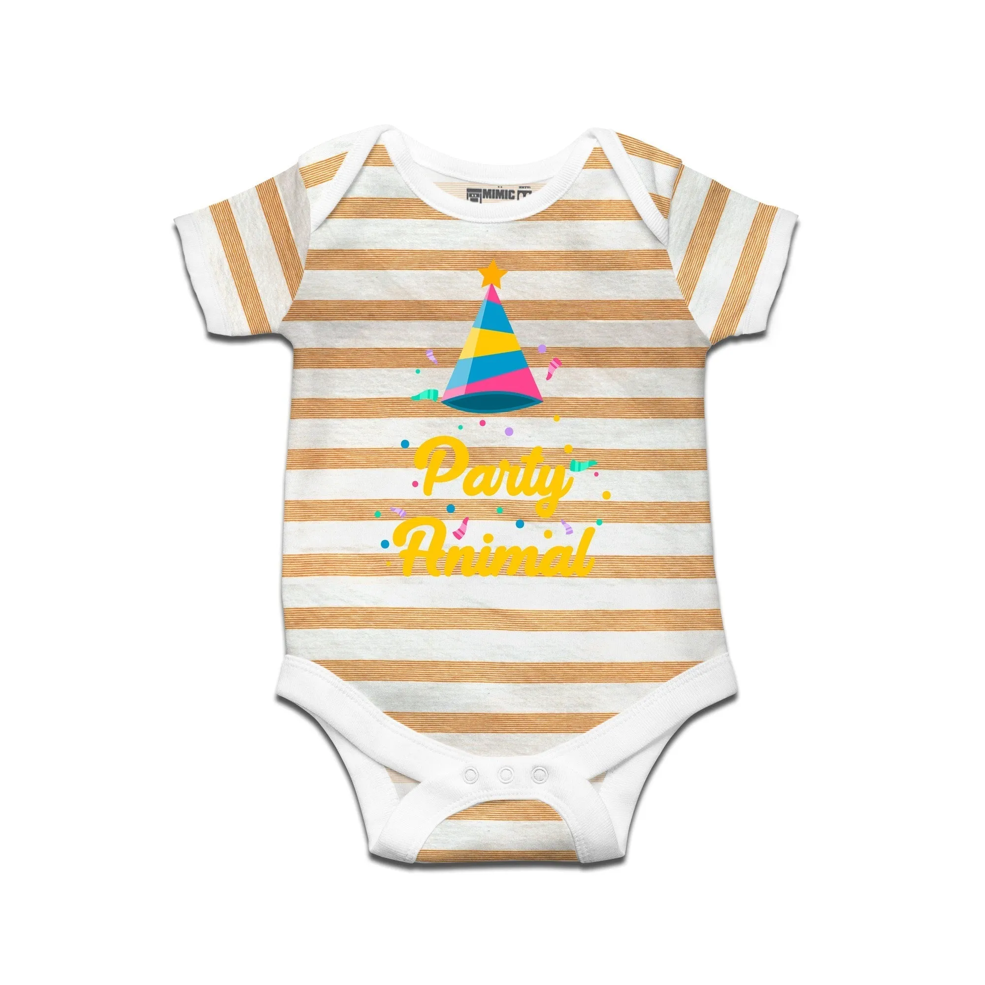 Kidswear By Ruse Party Animal Printed Striped infant Romper For Baby