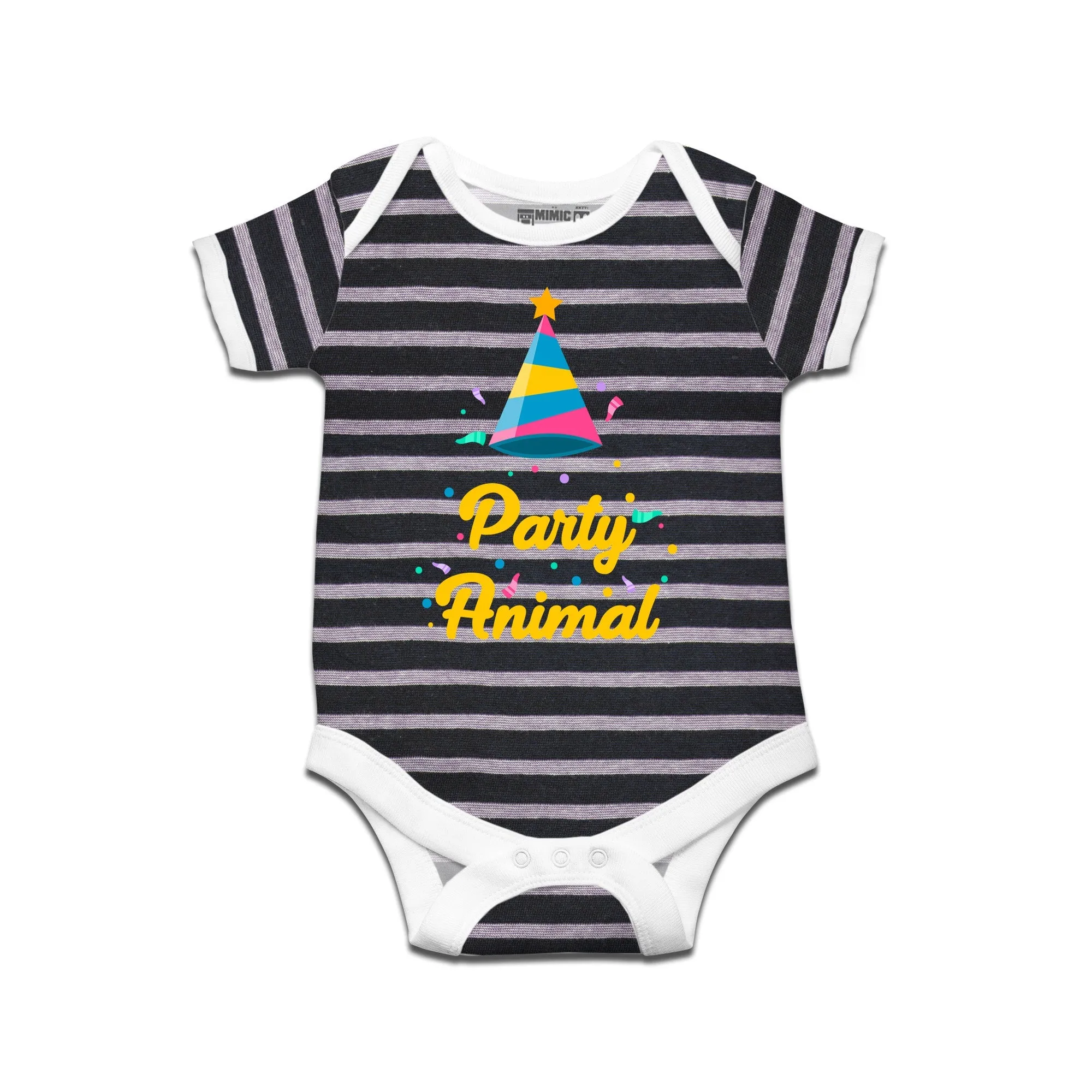 Kidswear By Ruse Party Animal Printed Striped infant Romper For Baby