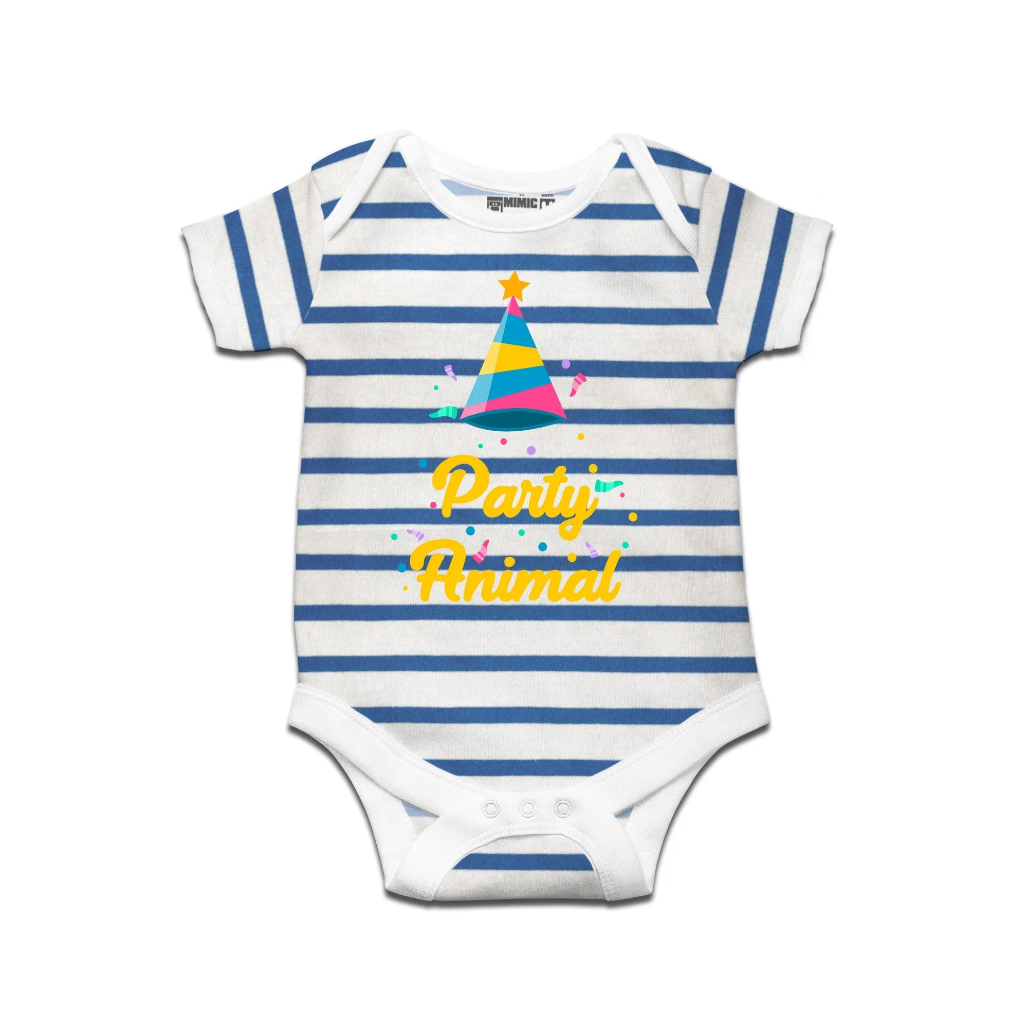 Kidswear By Ruse Party Animal Printed Striped infant Romper For Baby