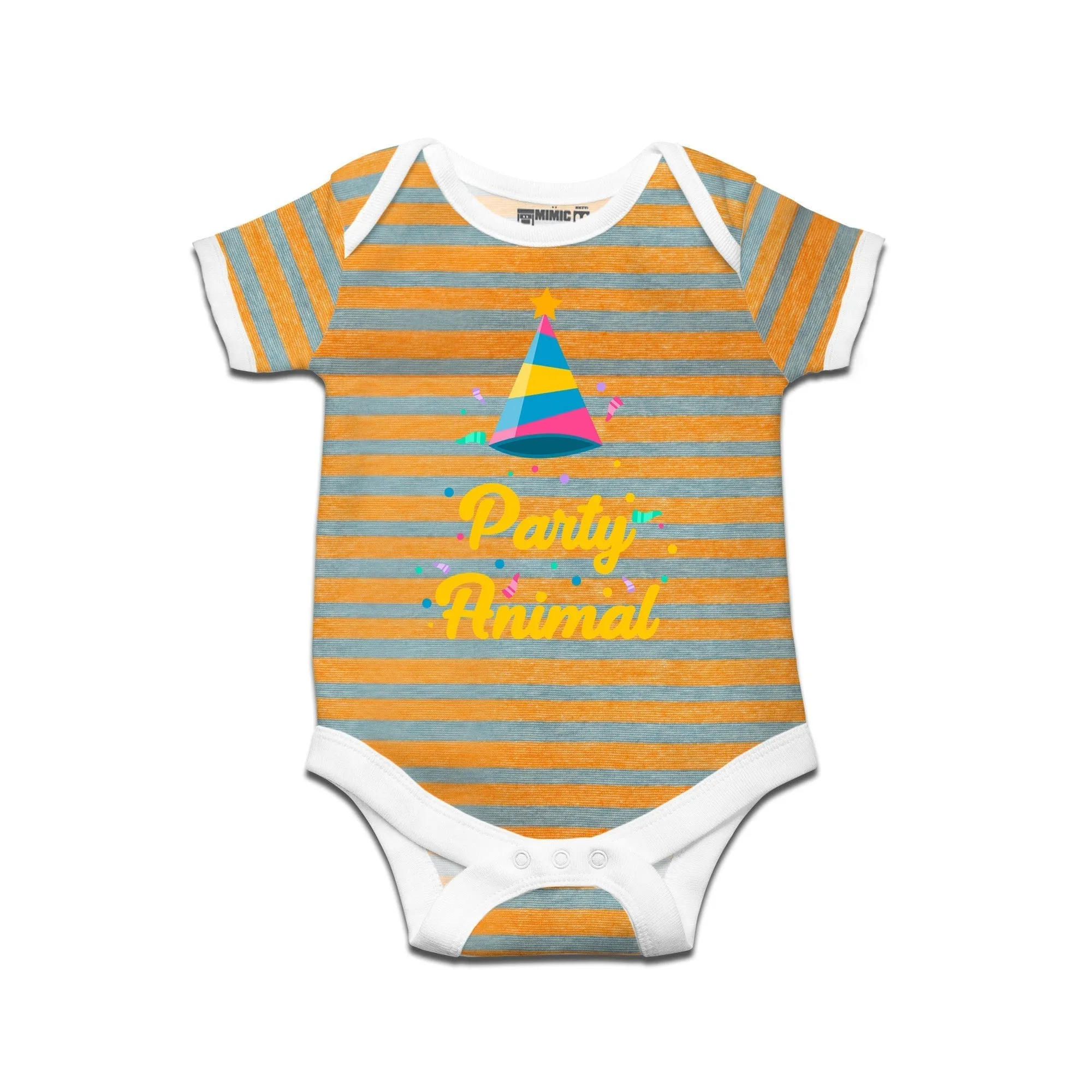 Kidswear By Ruse Party Animal Printed Striped infant Romper For Baby