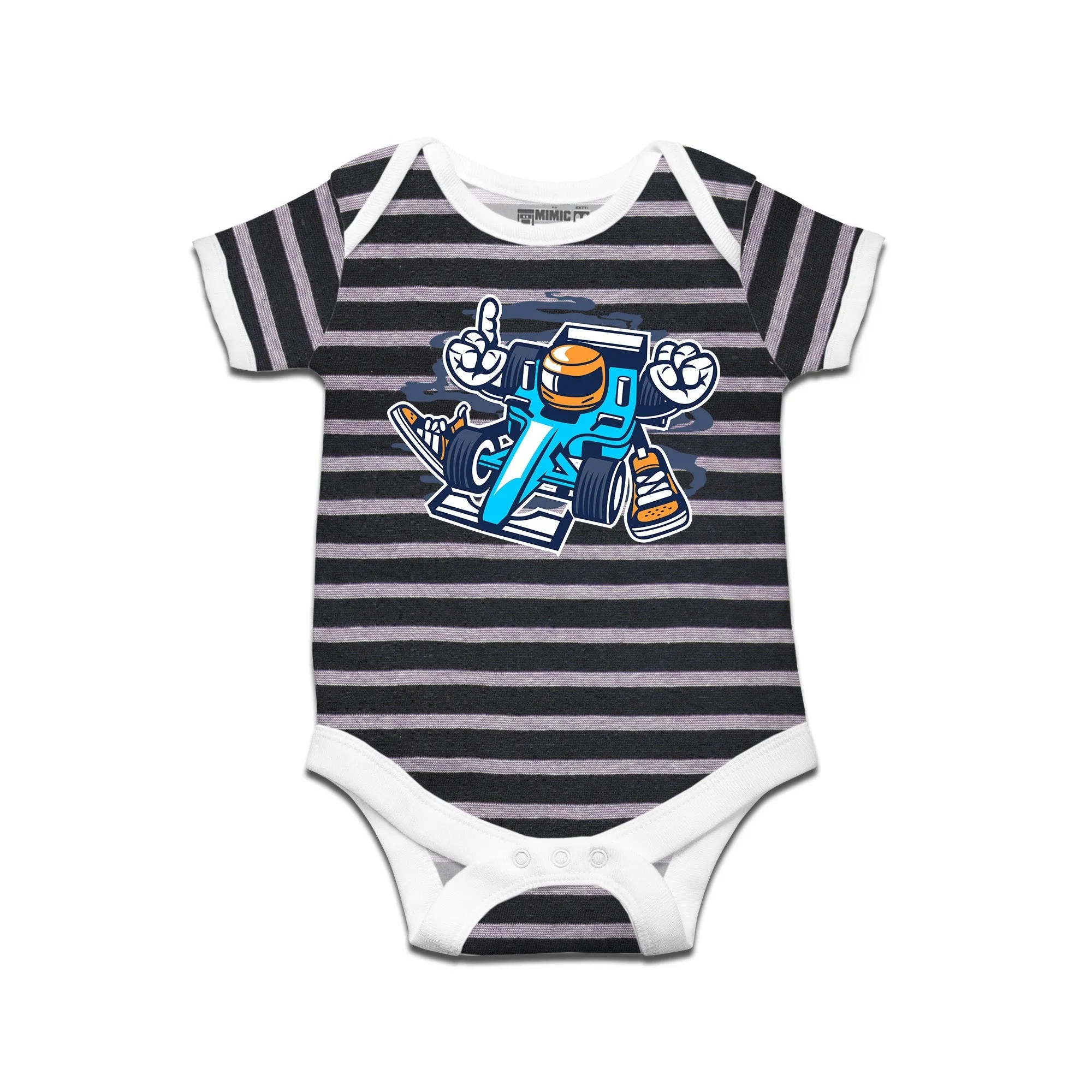 Kidswear By Ruse Racer Printed Striped infant Romper For Baby