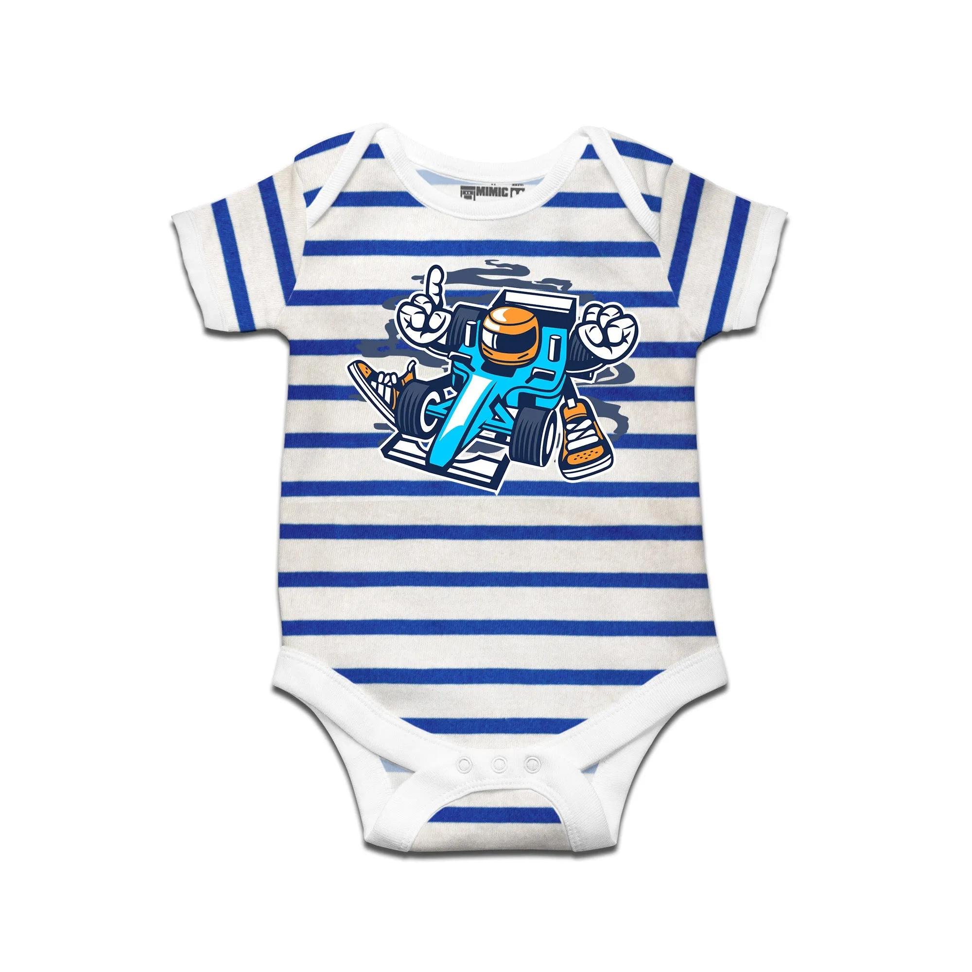 Kidswear By Ruse Racer Printed Striped infant Romper For Baby