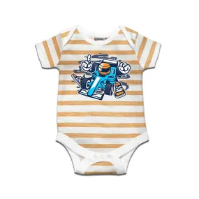 Kidswear By Ruse Racer Printed Striped infant Romper For Baby