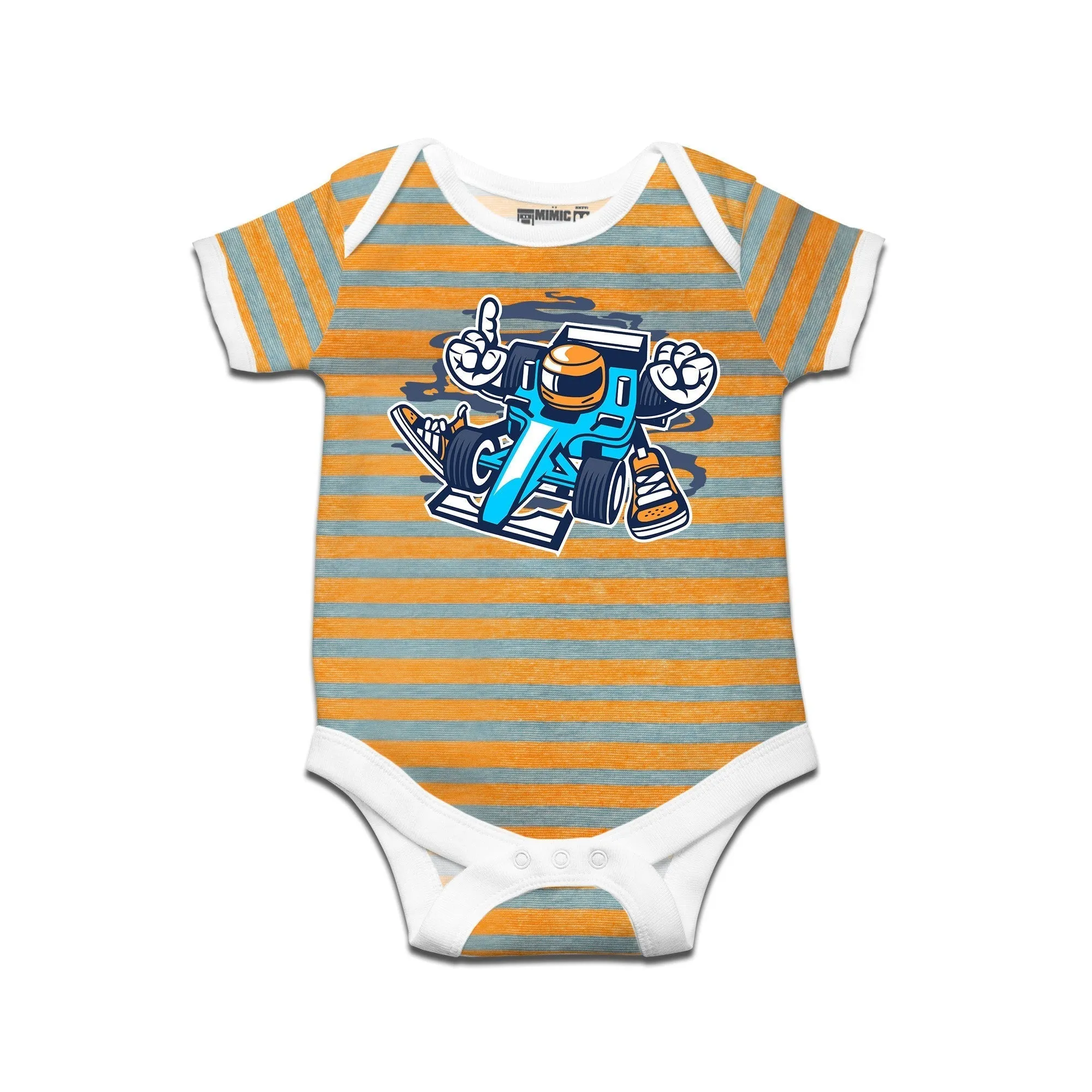 Kidswear By Ruse Racer Printed Striped infant Romper For Baby