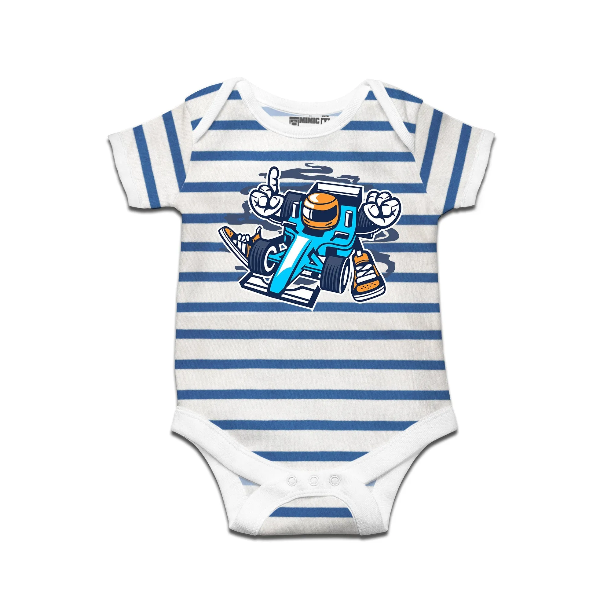 Kidswear By Ruse Racer Printed Striped infant Romper For Baby