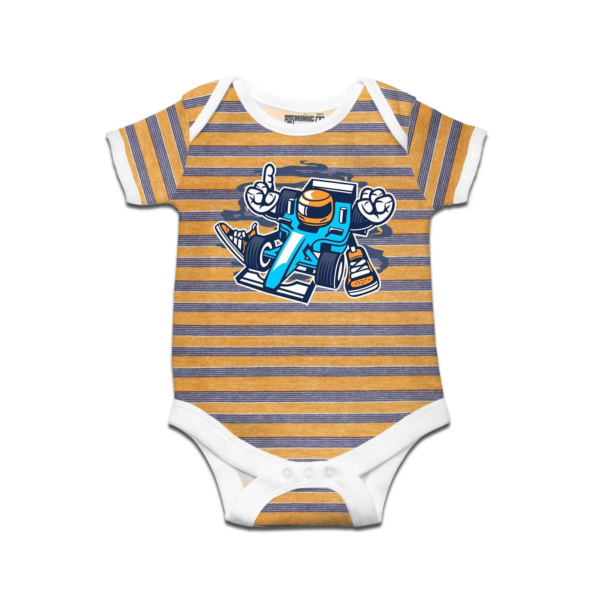 Kidswear By Ruse Racer Printed Striped infant Romper For Baby