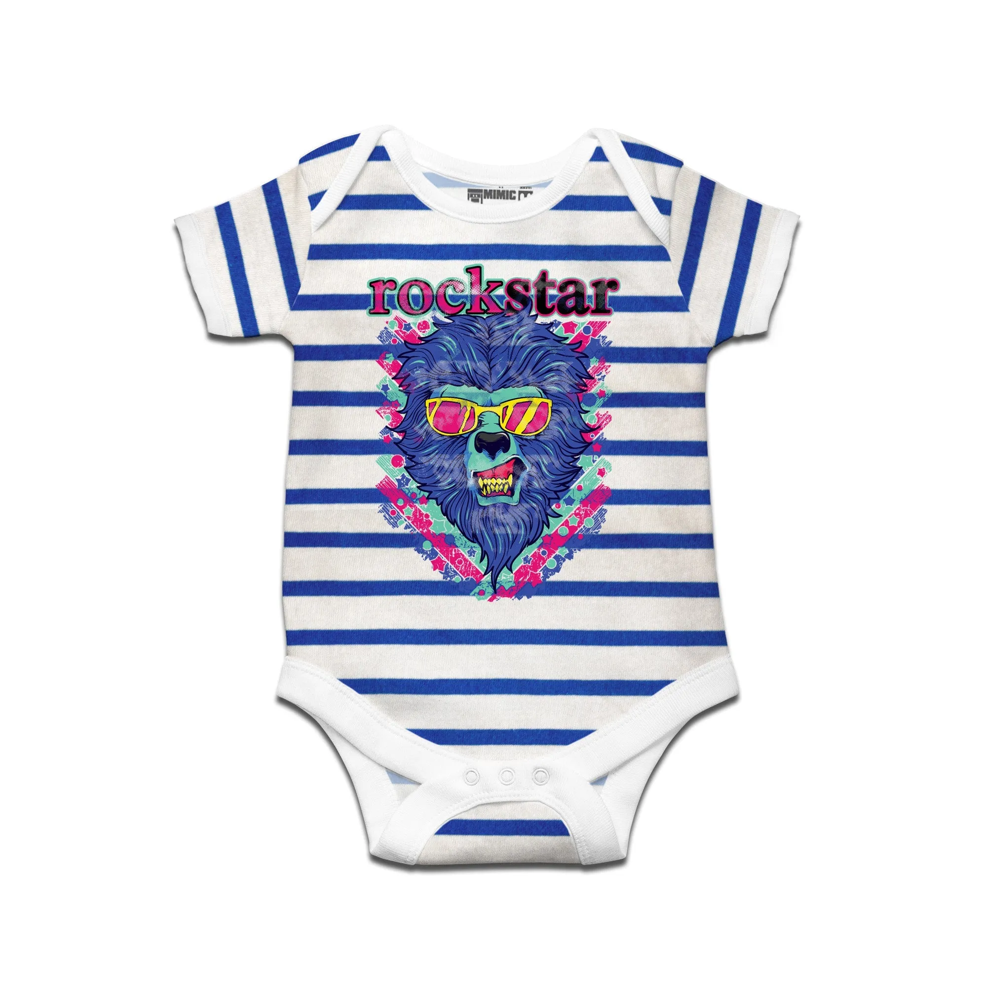 Kidswear By Ruse Rockstar LionPrinted Striped infant Romper For Baby