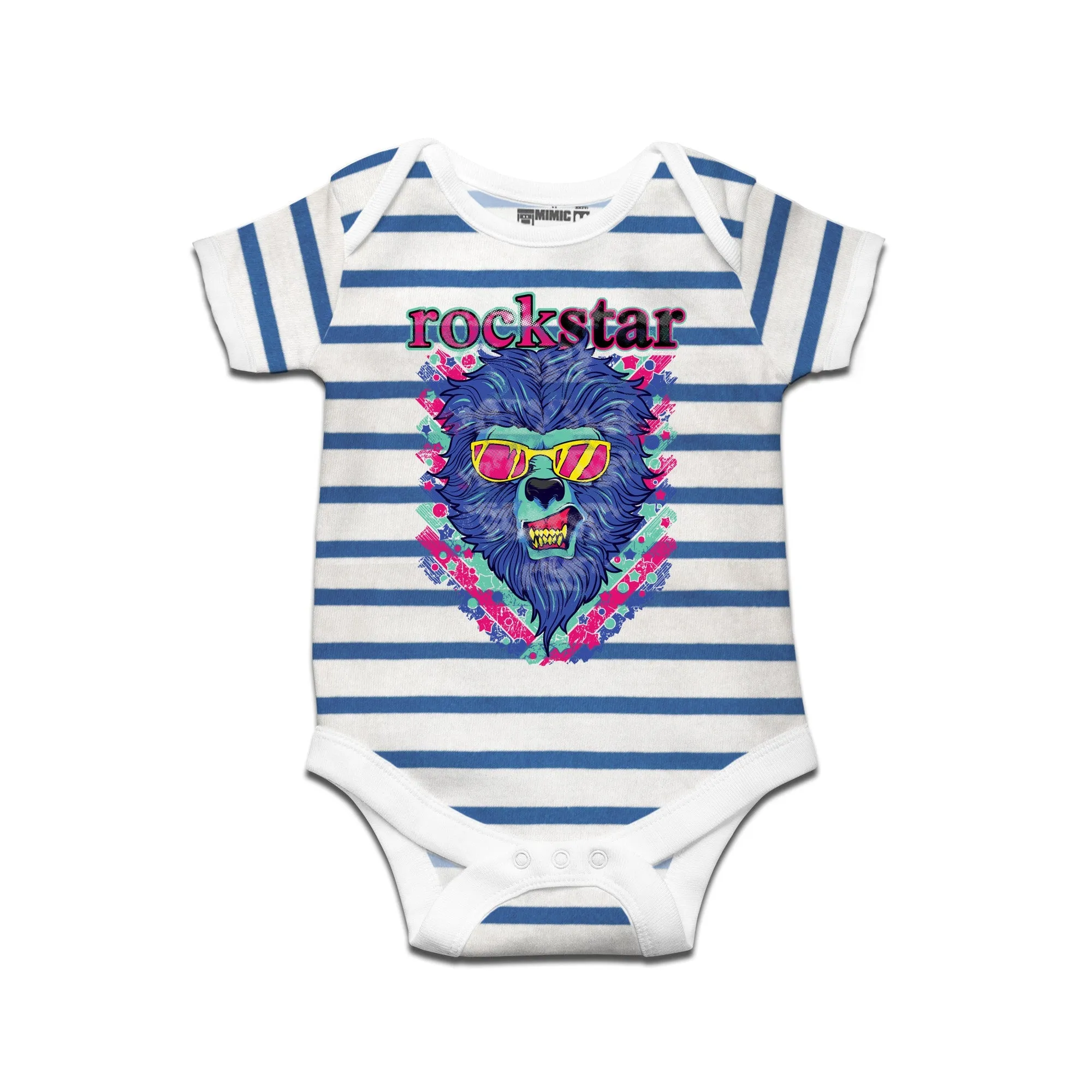 Kidswear By Ruse Rockstar LionPrinted Striped infant Romper For Baby