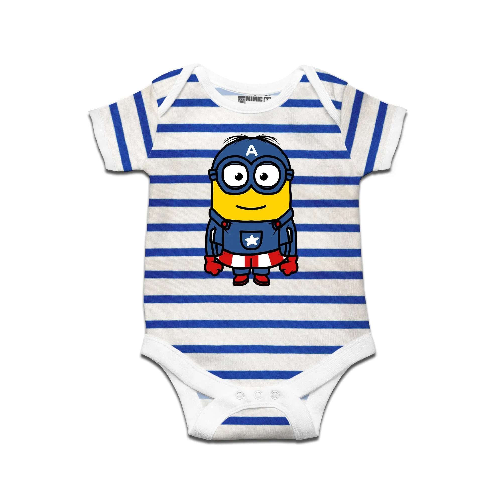 Kidswear By Ruse Super Hero America Printed Striped infant Romper For Baby