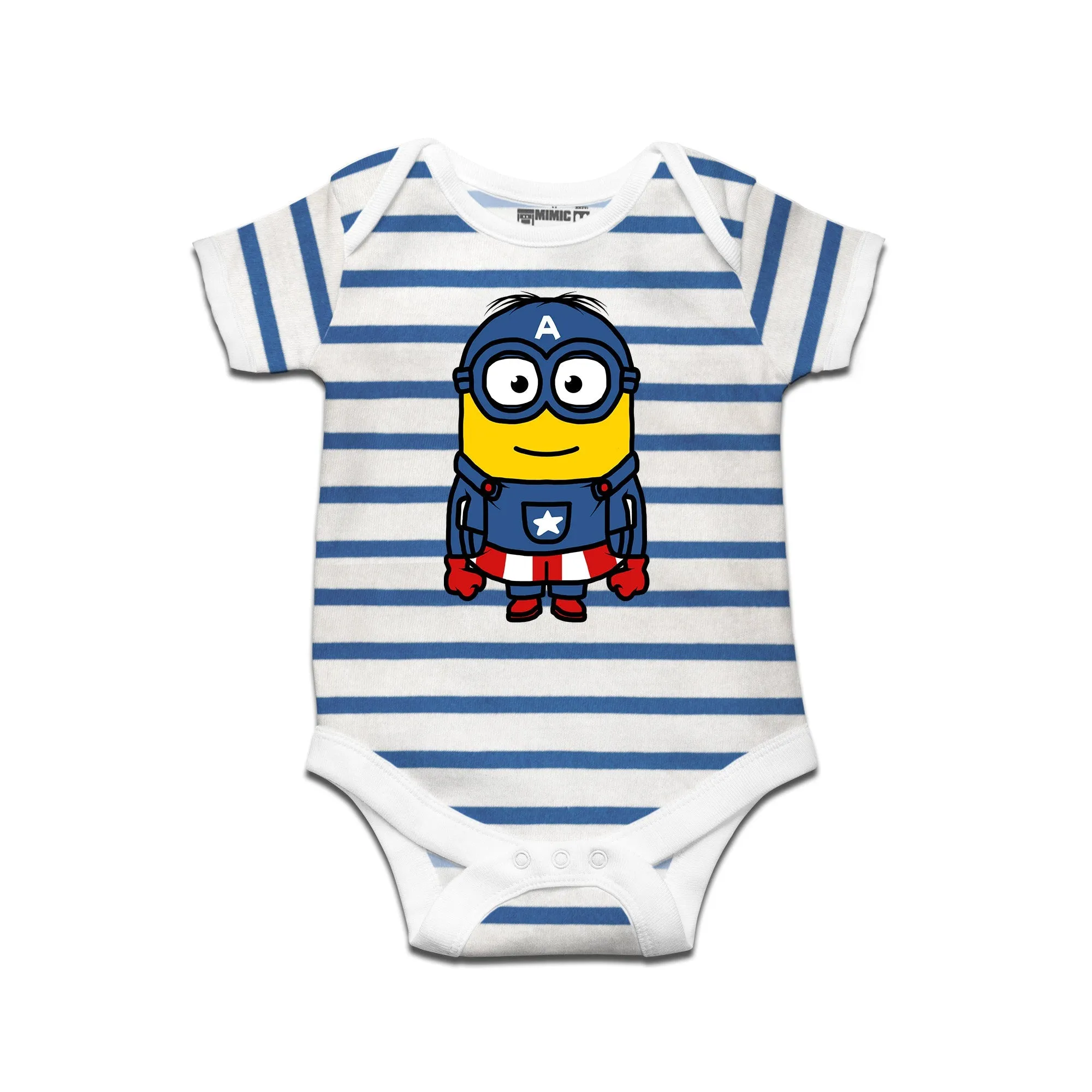 Kidswear By Ruse Super Hero America Printed Striped infant Romper For Baby