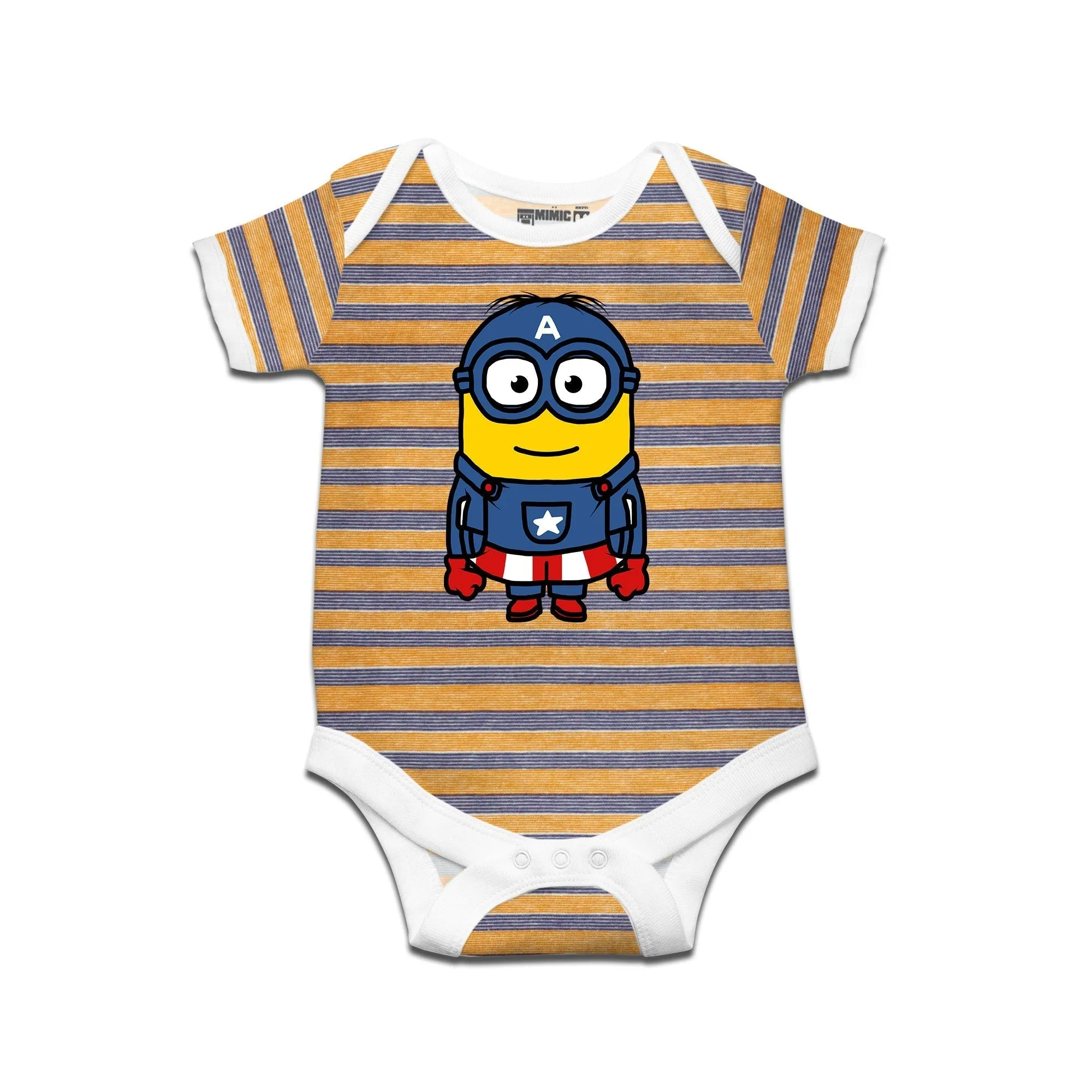 Kidswear By Ruse Super Hero America Printed Striped infant Romper For Baby