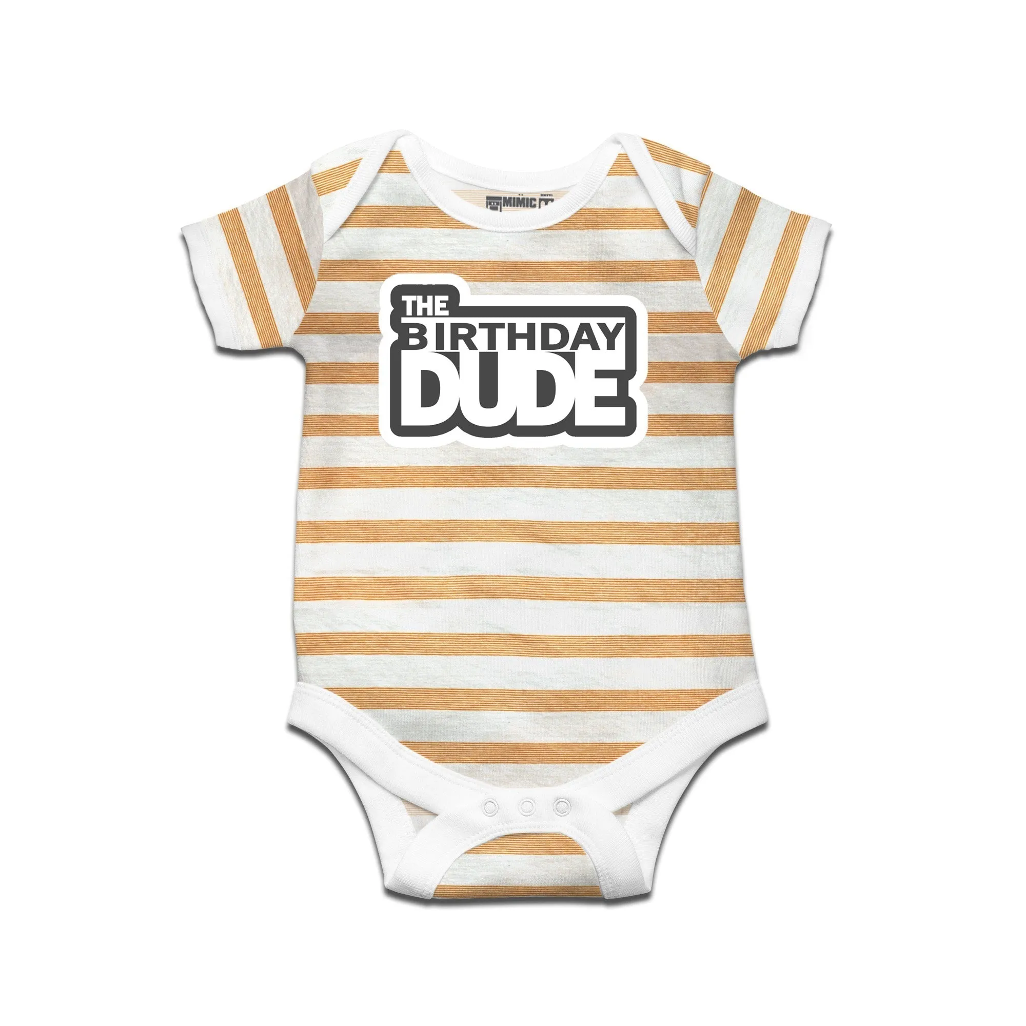 Kidswear By Ruse The Birthday Dude Printed Striped infant Romper For Baby