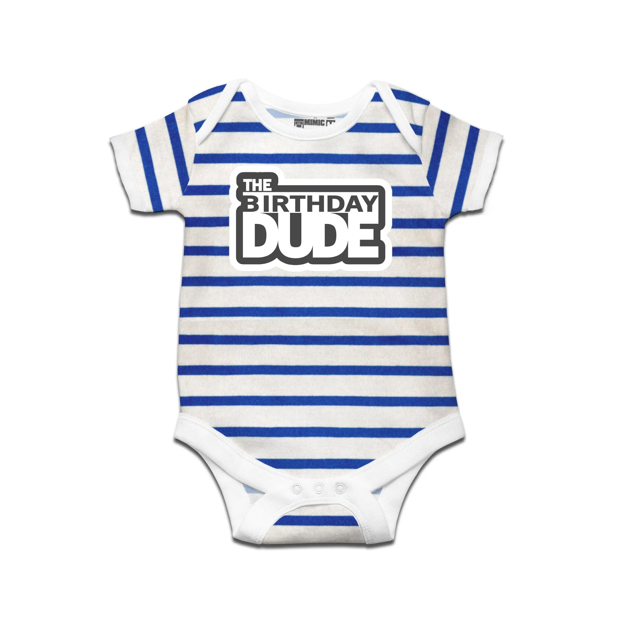 Kidswear By Ruse The Birthday Dude Printed Striped infant Romper For Baby