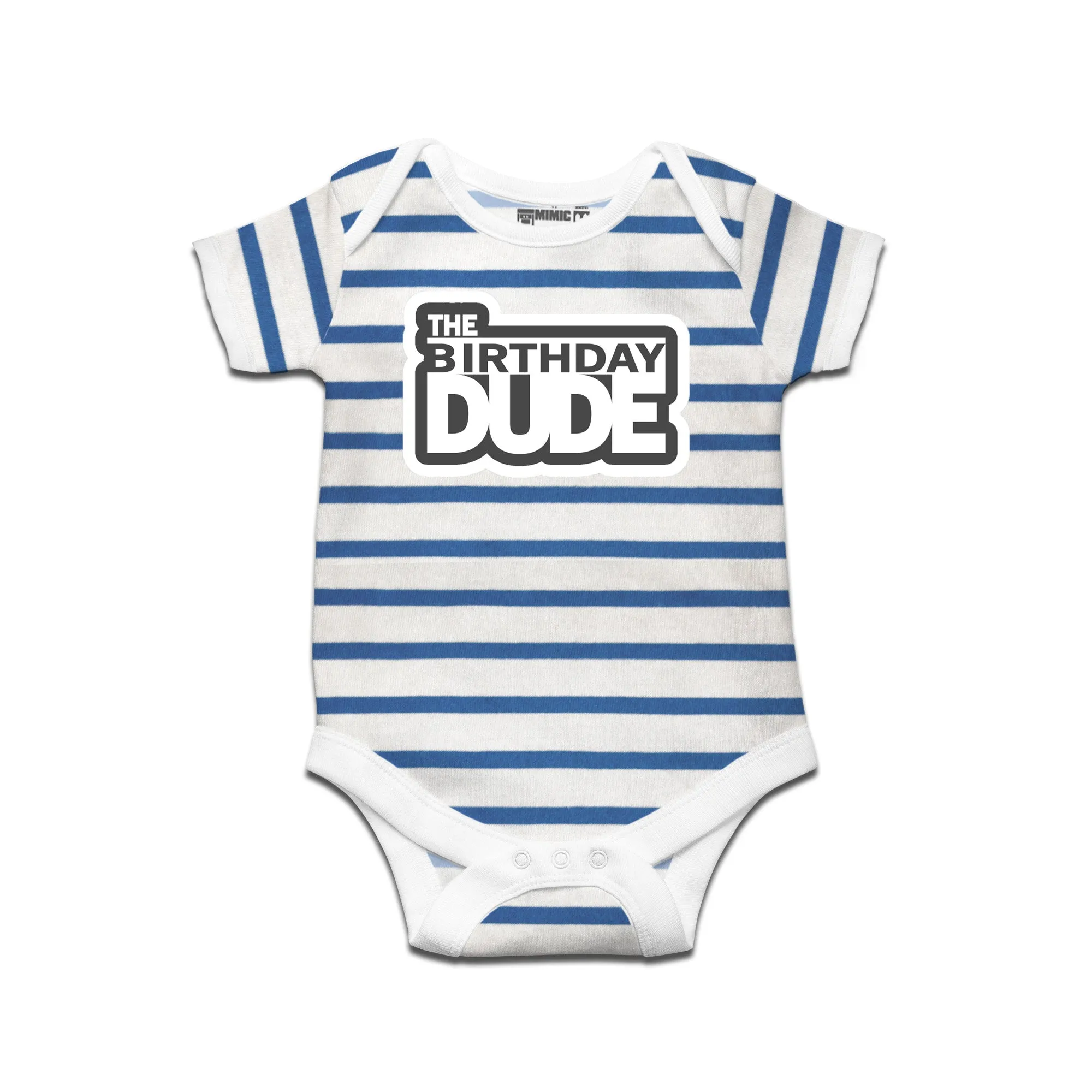 Kidswear By Ruse The Birthday Dude Printed Striped infant Romper For Baby