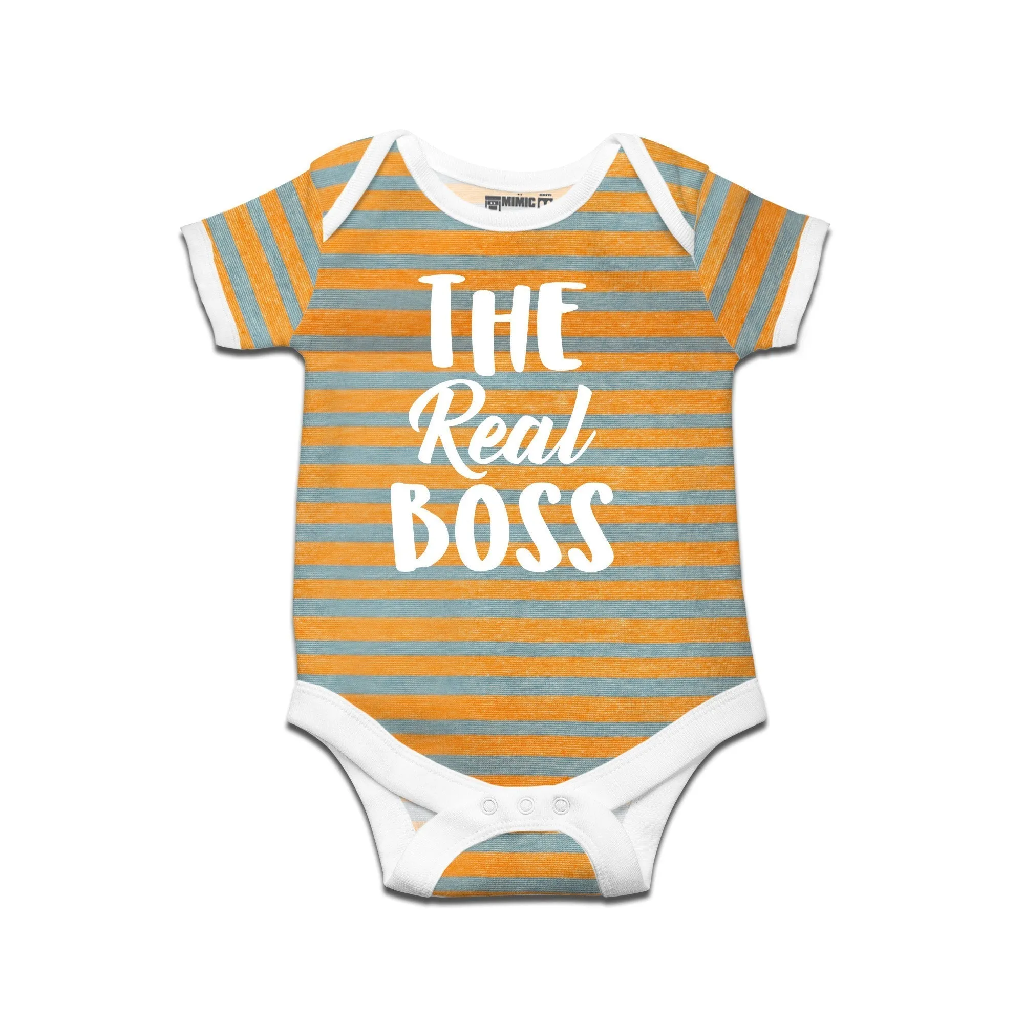 Kidswear By Ruse The Real Boss Printed Striped infant Romper For Baby