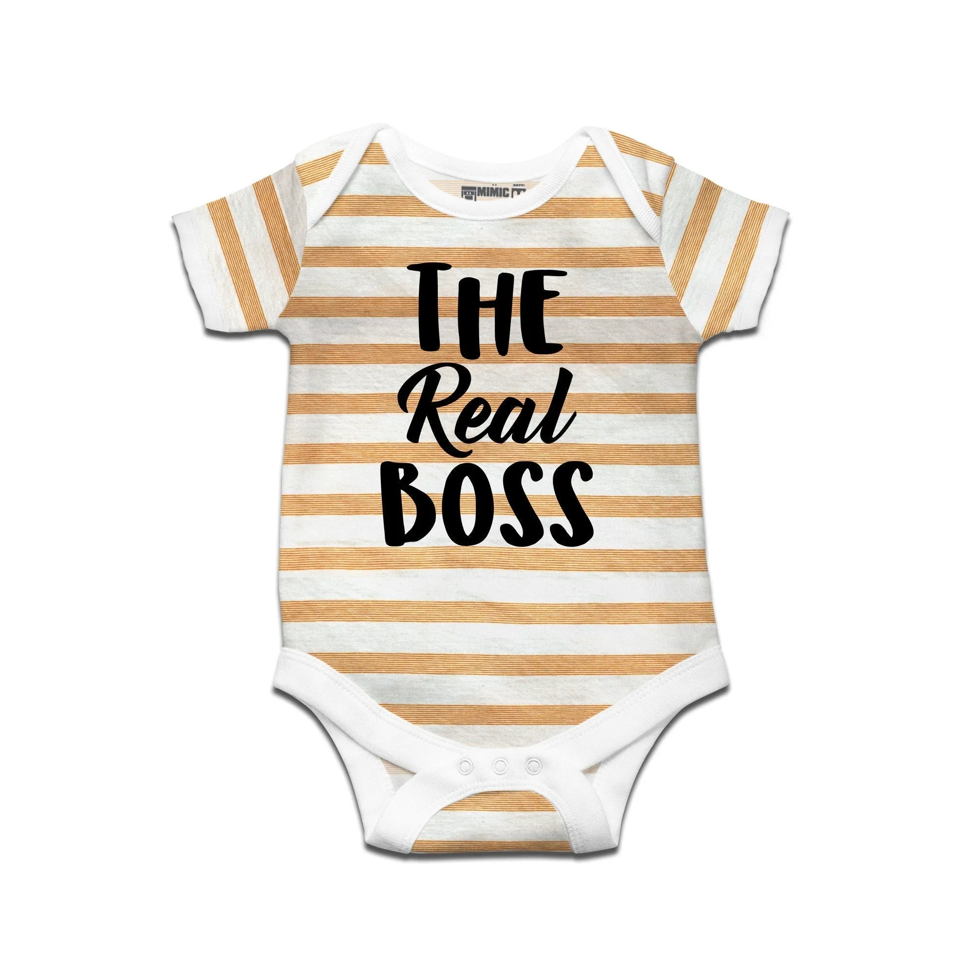 Kidswear By Ruse The Real Boss Printed Striped infant Romper For Baby