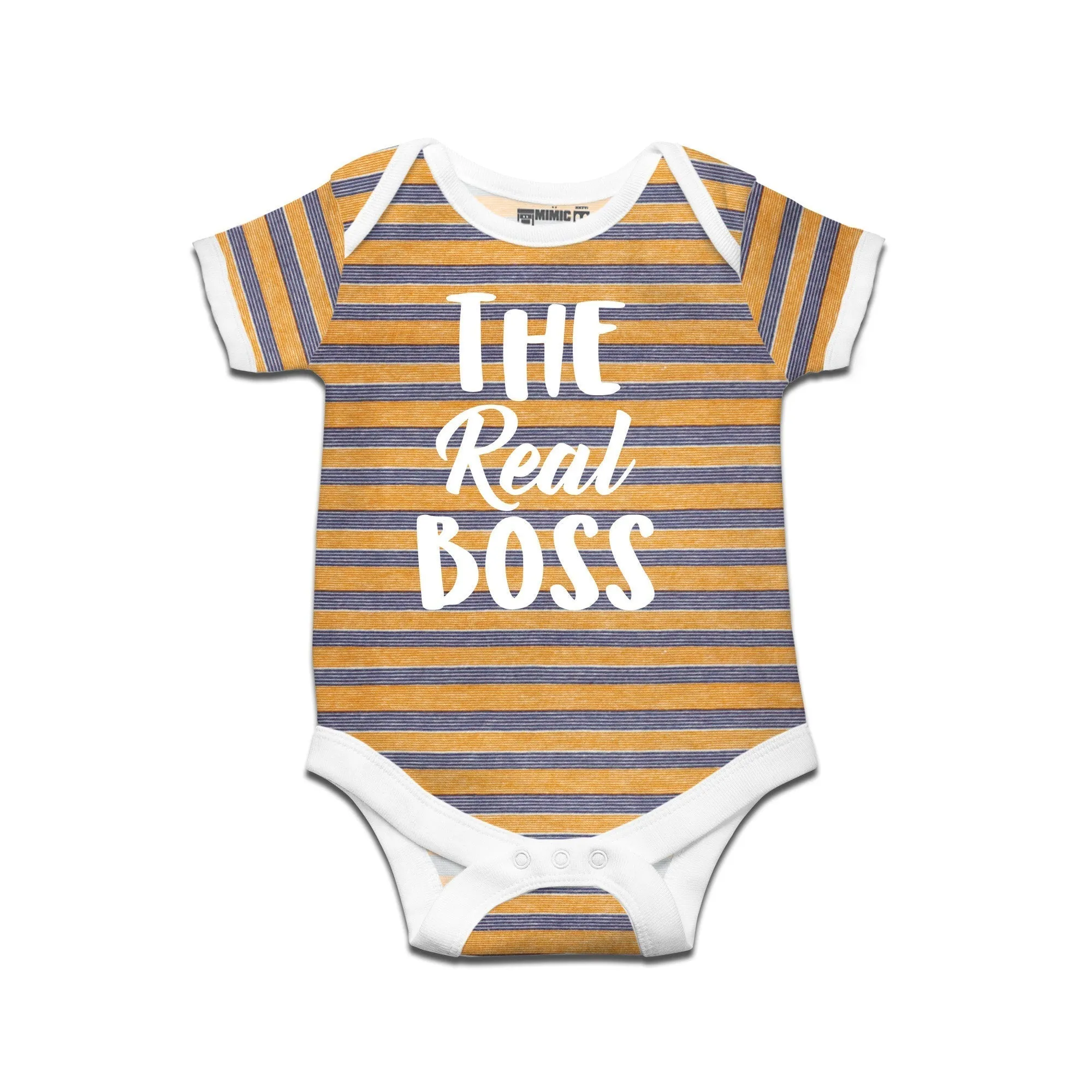 Kidswear By Ruse The Real Boss Printed Striped infant Romper For Baby