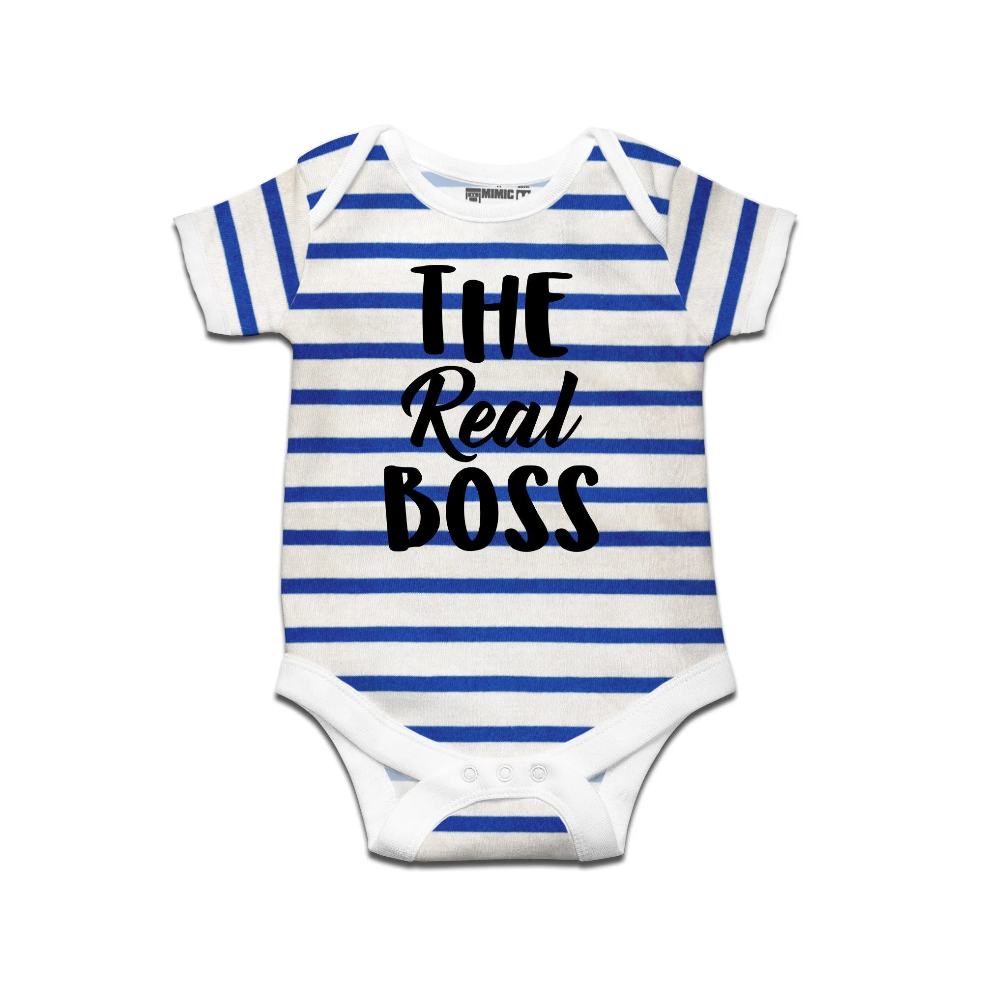 Kidswear By Ruse The Real Boss Printed Striped infant Romper For Baby