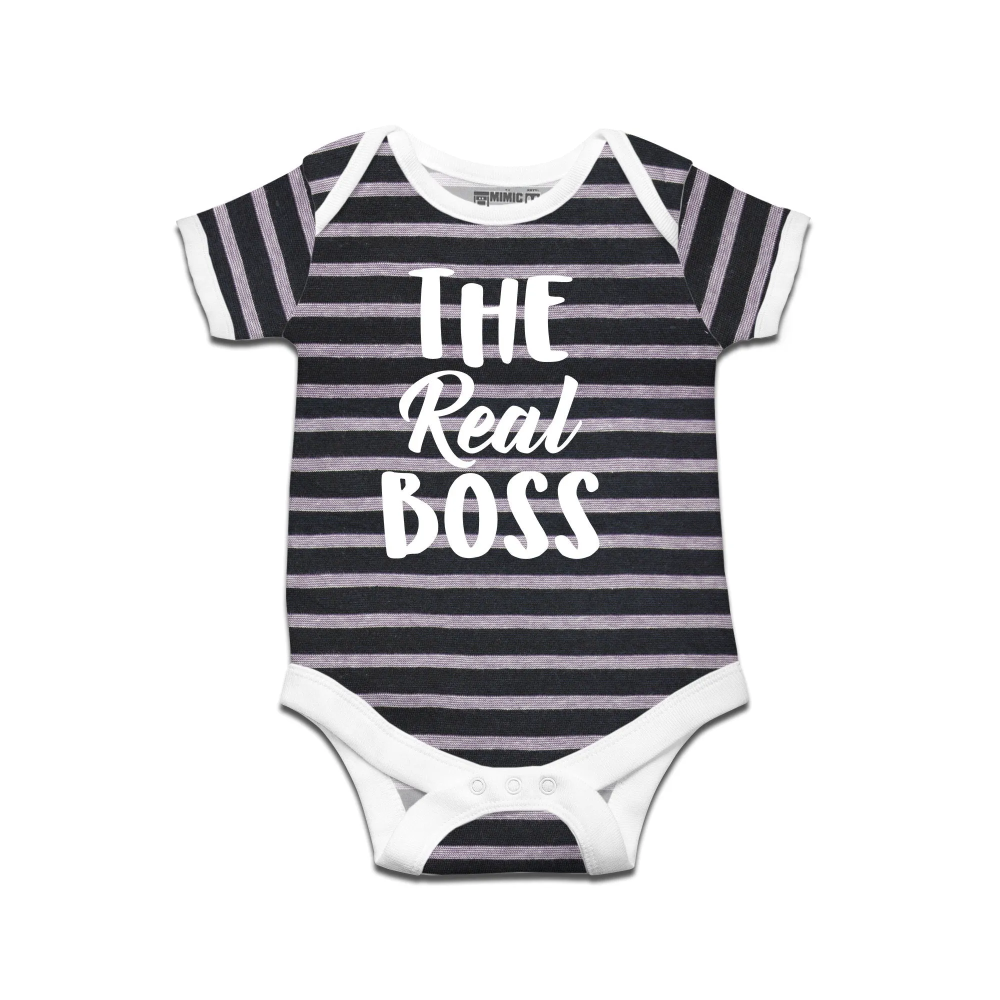 Kidswear By Ruse The Real Boss Printed Striped infant Romper For Baby