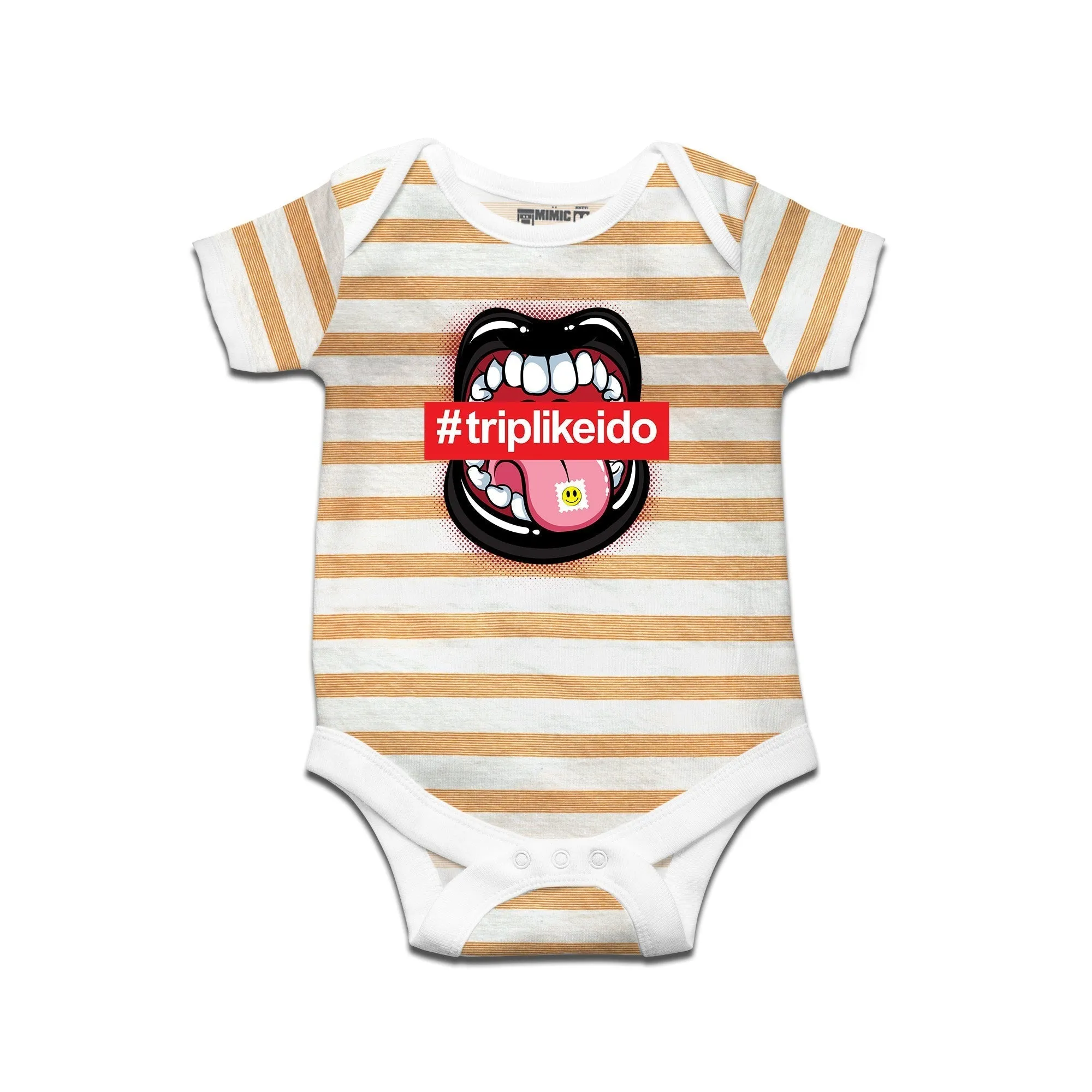 Kidswear By Ruse #triplikeido Printed Striped infant Romper For Baby