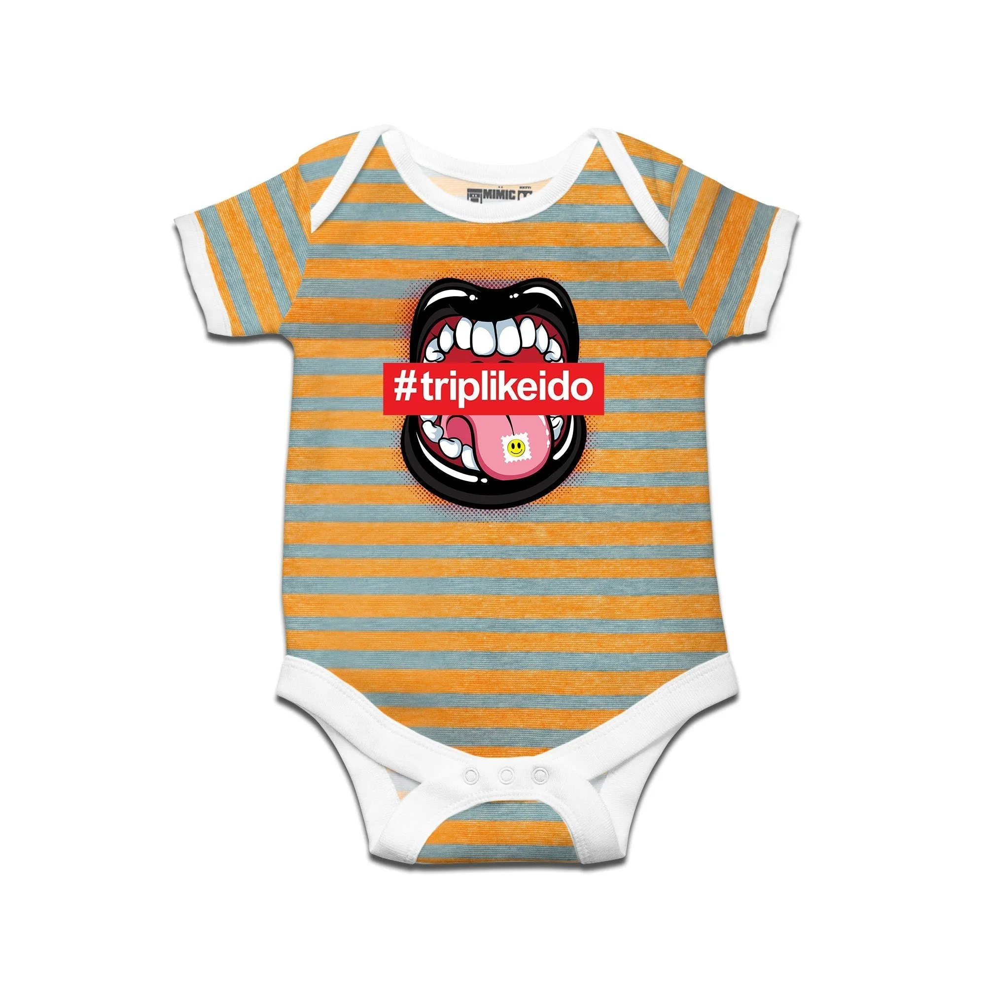 Kidswear By Ruse #triplikeido Printed Striped infant Romper For Baby