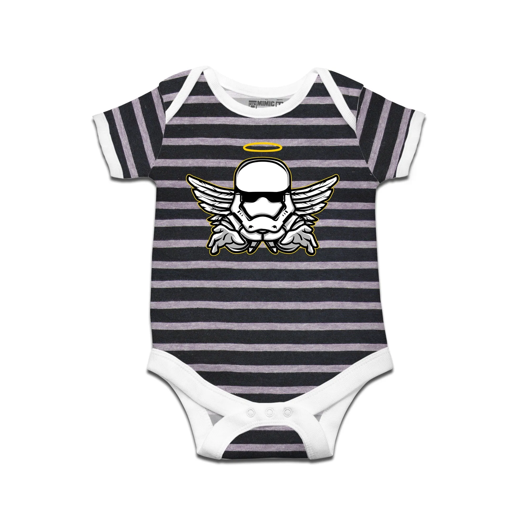 Kidswear By Ruse Trooper Angel Printed Striped infant Romper For Baby