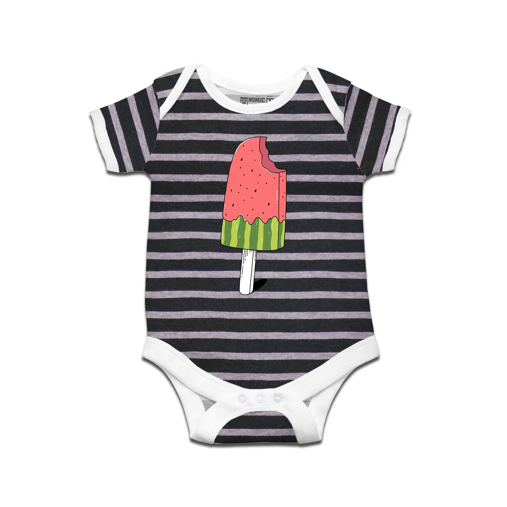 Kidswear By Ruse Watermelon Ice Cream Printed Striped infant Romper For Baby