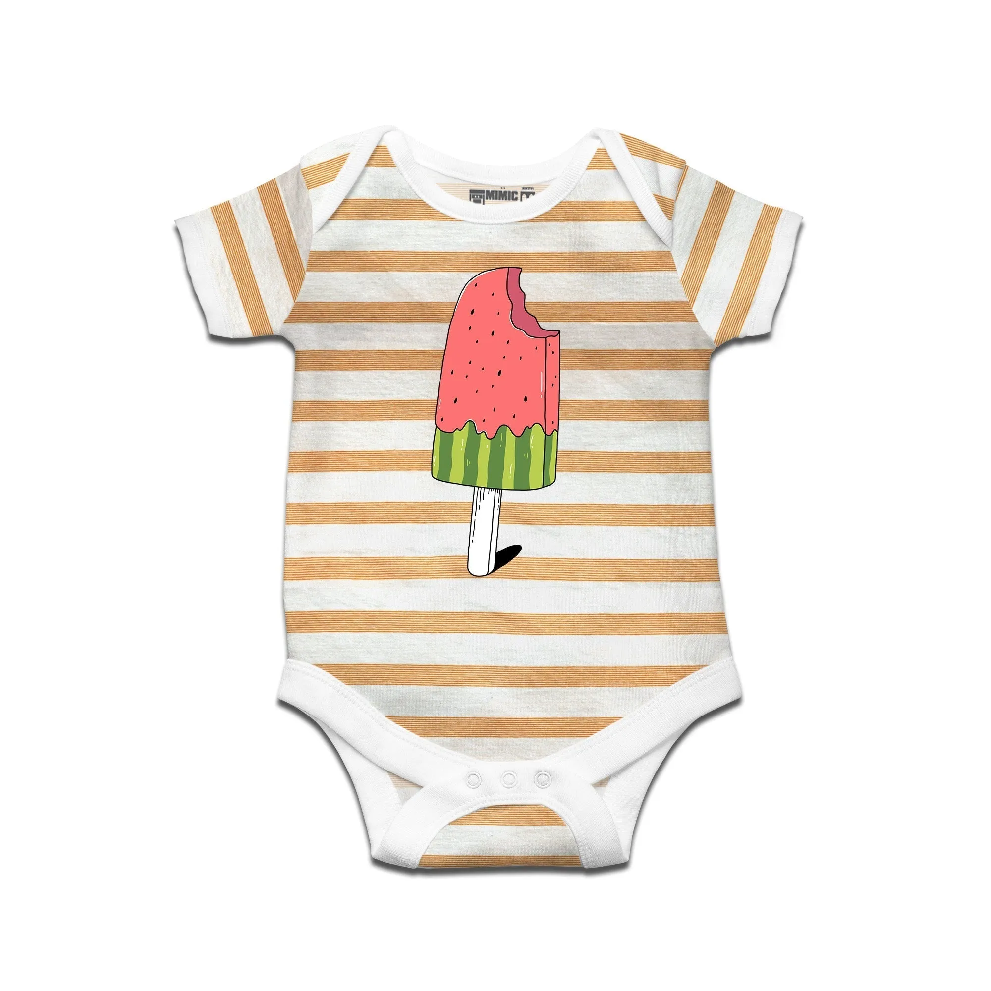 Kidswear By Ruse Watermelon Ice Cream Printed Striped infant Romper For Baby