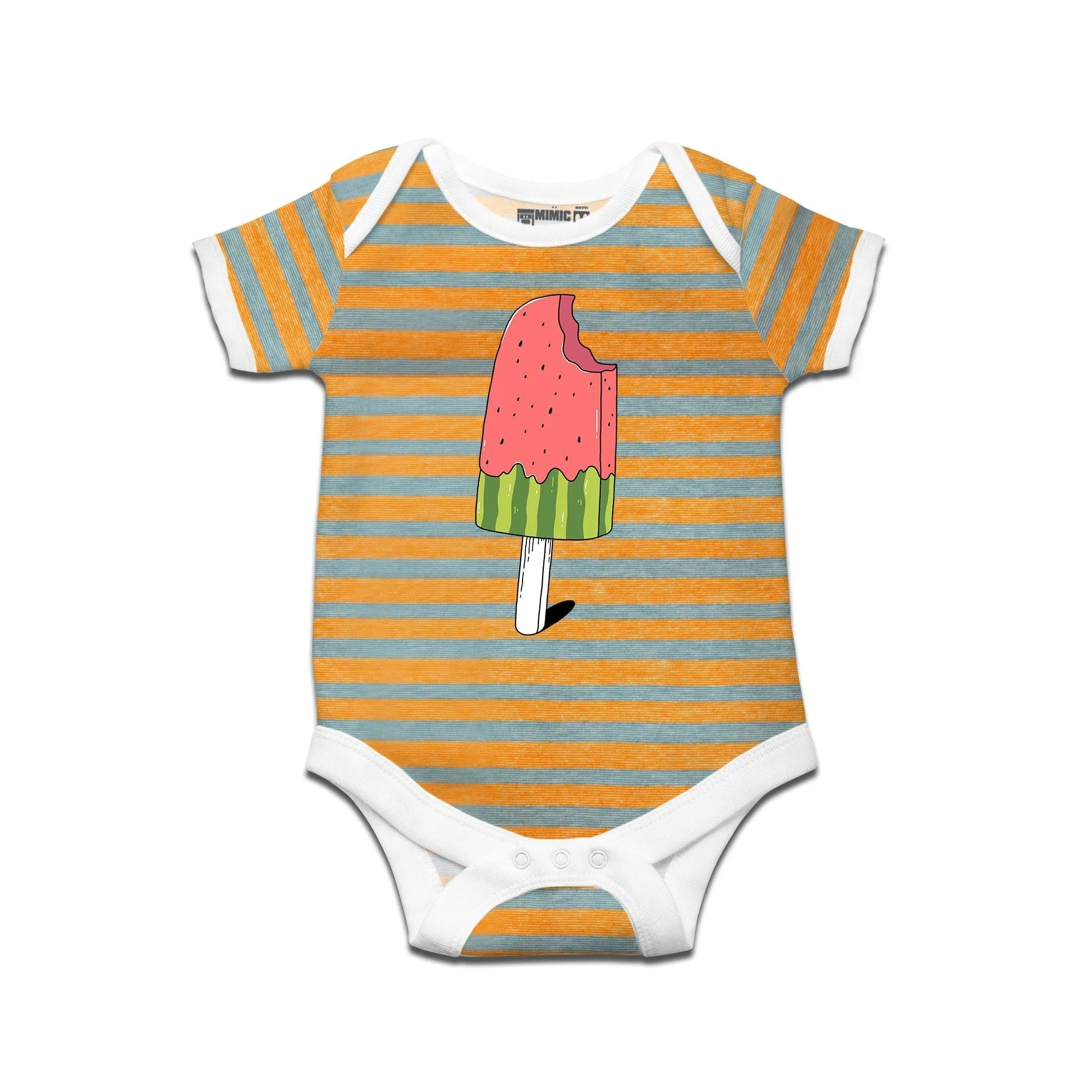 Kidswear By Ruse Watermelon Ice Cream Printed Striped infant Romper For Baby