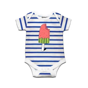 Kidswear By Ruse Watermelon Ice Cream Printed Striped infant Romper For Baby