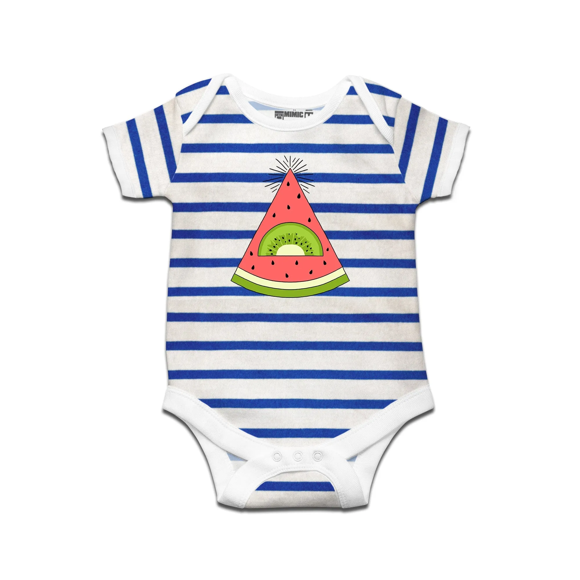 Kidswear By Ruse Watermelon Kiwi Printed Striped infant Romper For Baby