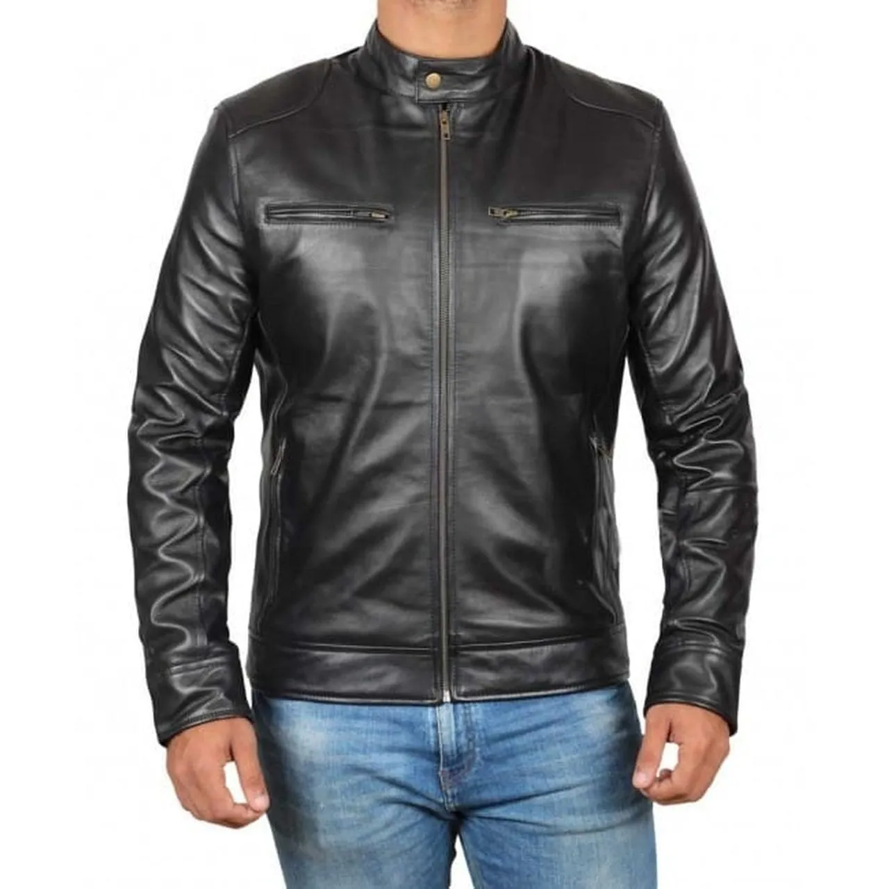 Lambskin Motorcycle Men Leather Jacket