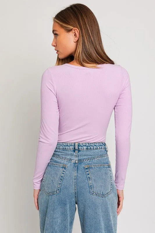 Layla Long Sleeve Ribbed Bodysuit