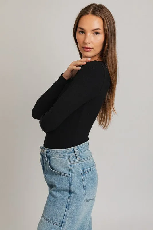 Layla Long Sleeve Ribbed Bodysuit