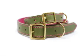 Leather and felt dog collar