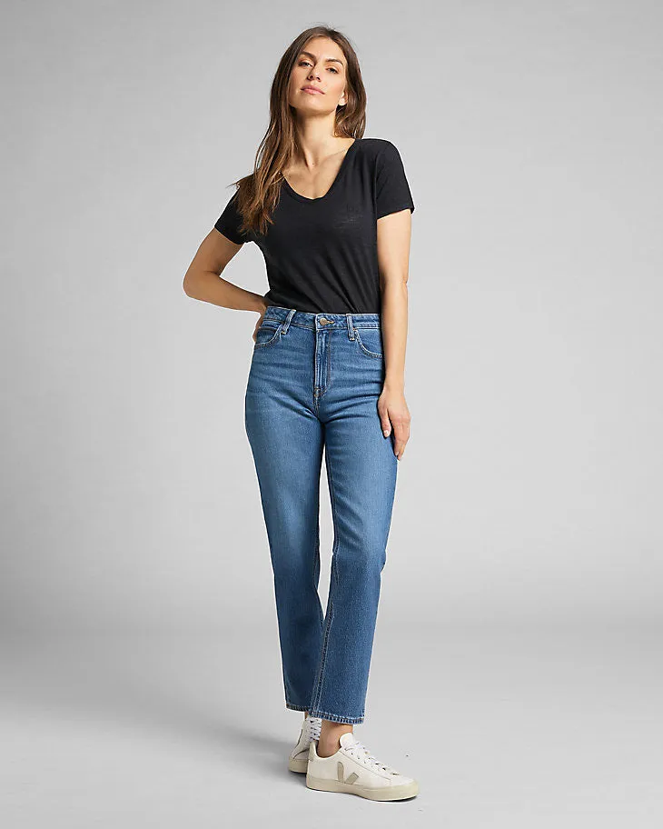 Lee Carol Regular Straight Cropped Womens Jeans - Worn Iris