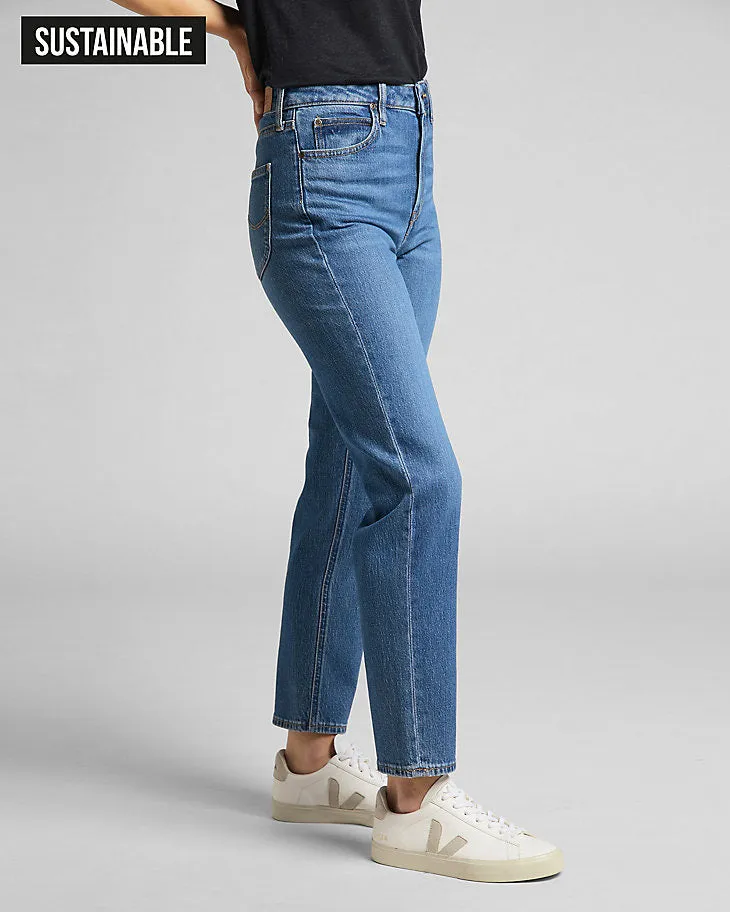 Lee Carol Regular Straight Cropped Womens Jeans - Worn Iris