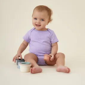 Lilac Ribbed Short Sleeve Bodysuit