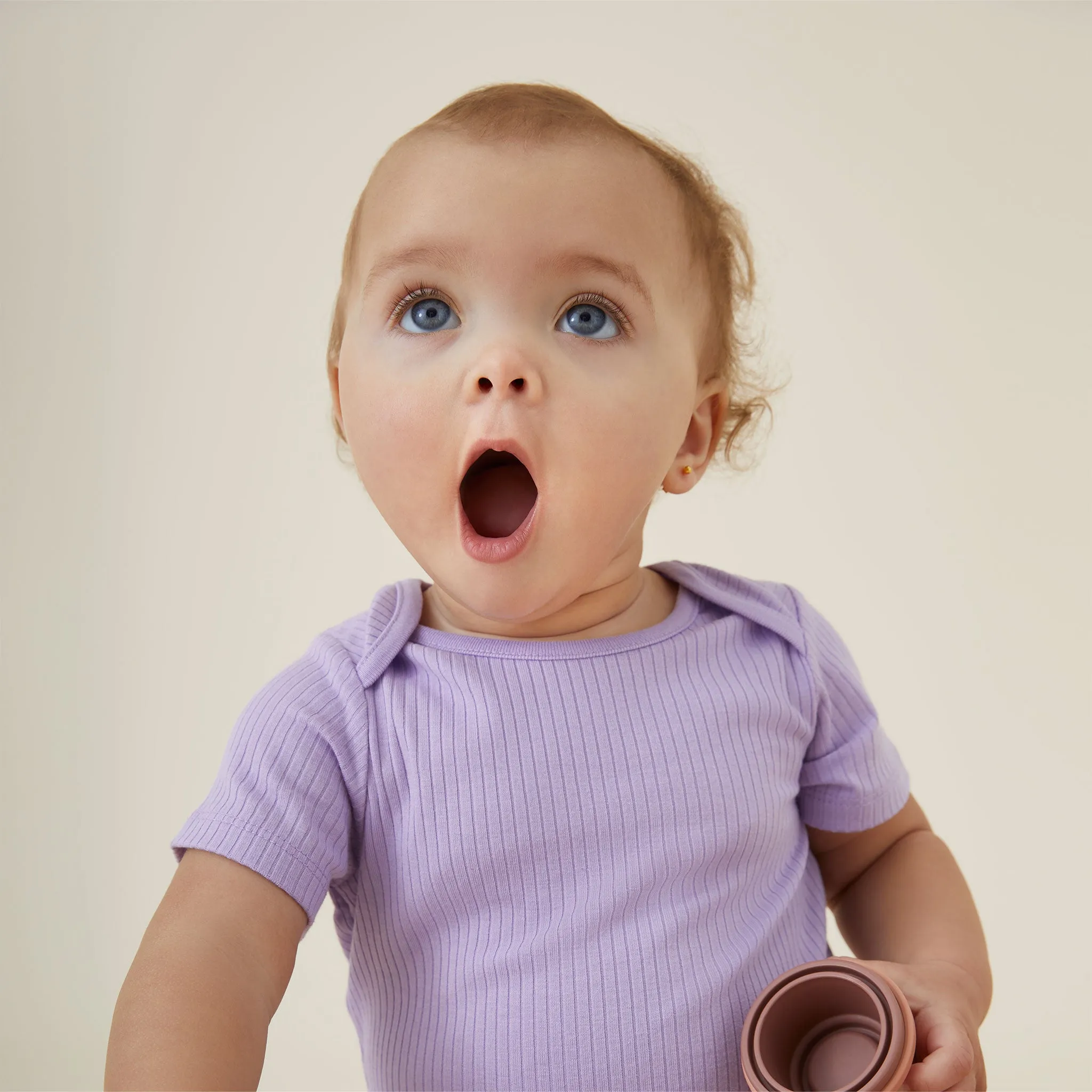 Lilac Ribbed Short Sleeve Bodysuit