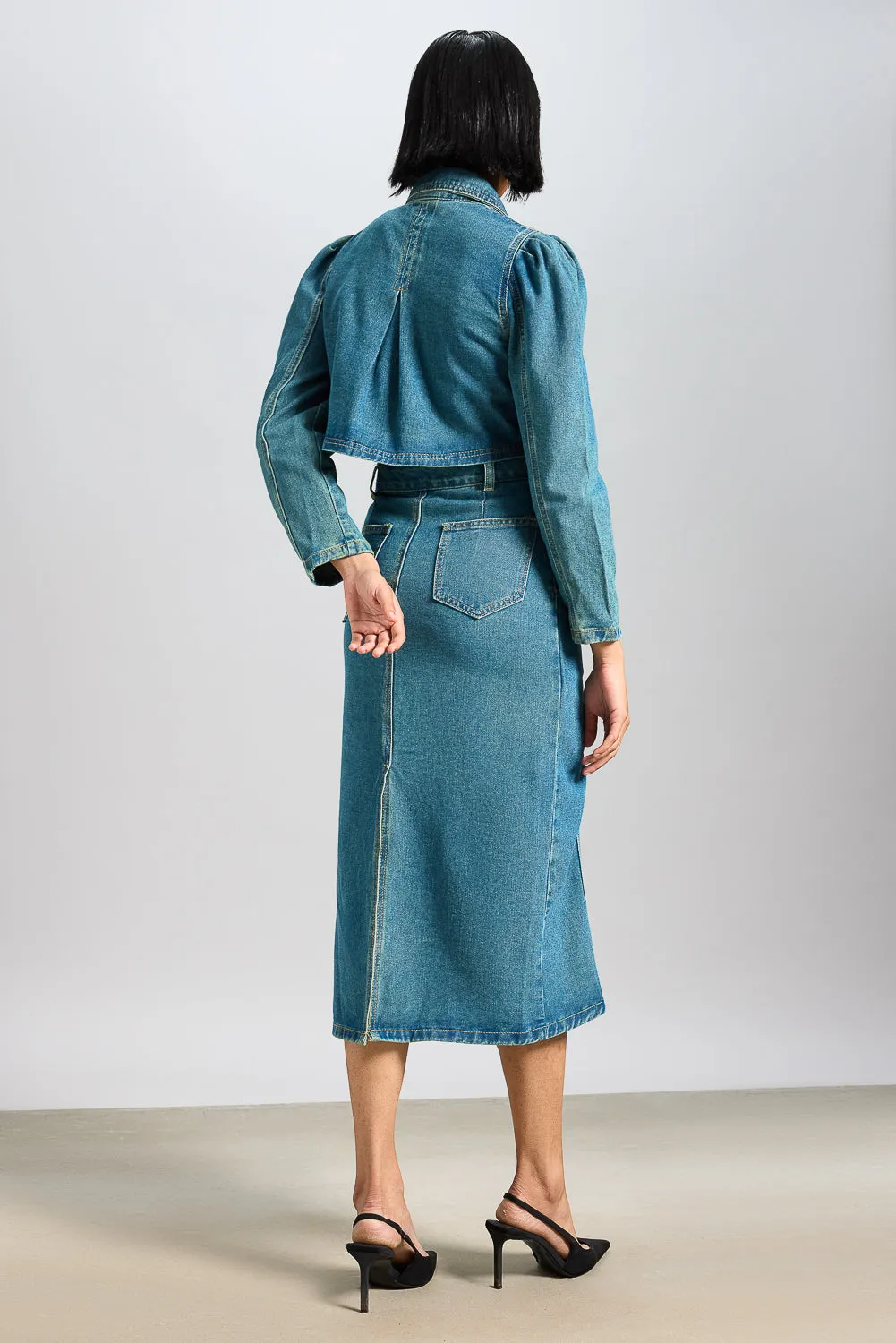 Long Denim Trench Coat