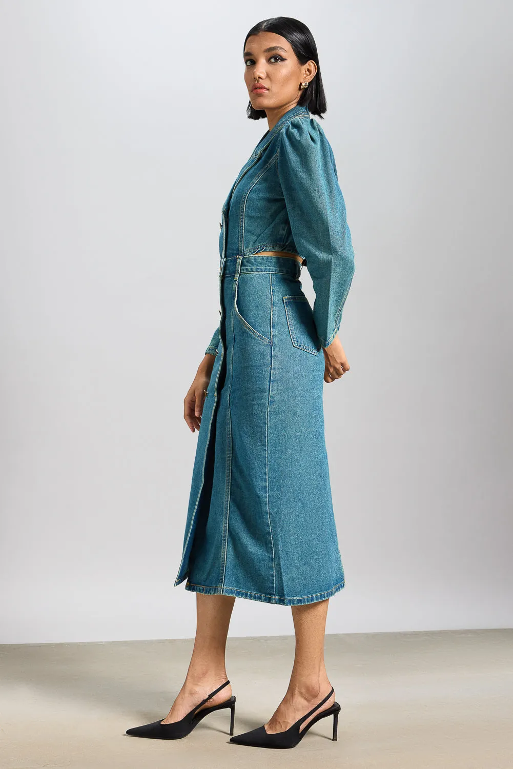 Long Denim Trench Coat