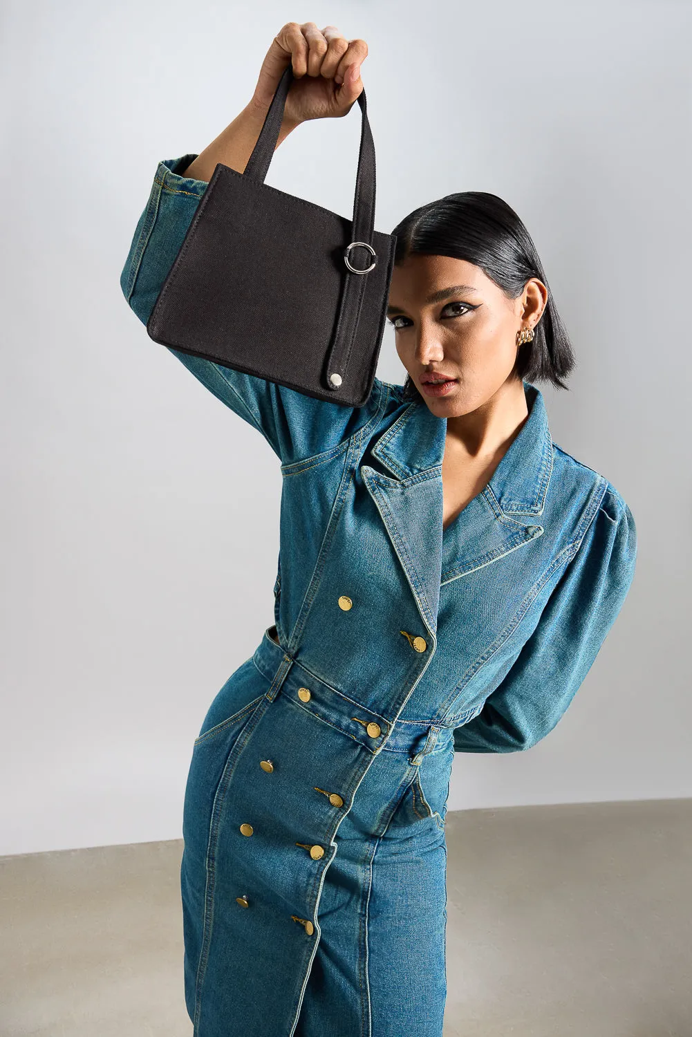 Long Denim Trench Coat