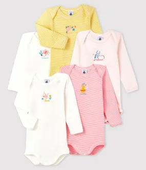 Long Sleeve Onesies Day of the Week Pink - 5 Pack