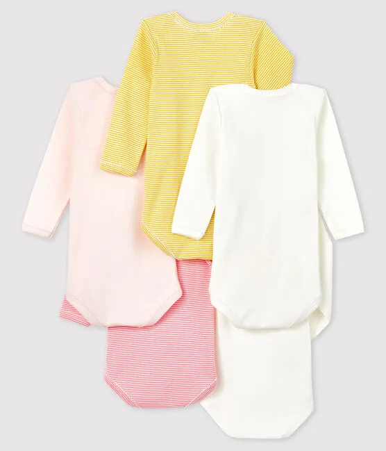 Long Sleeve Onesies Day of the Week Pink - 5 Pack