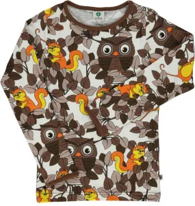 Long-sleeved top with owl and squirrel