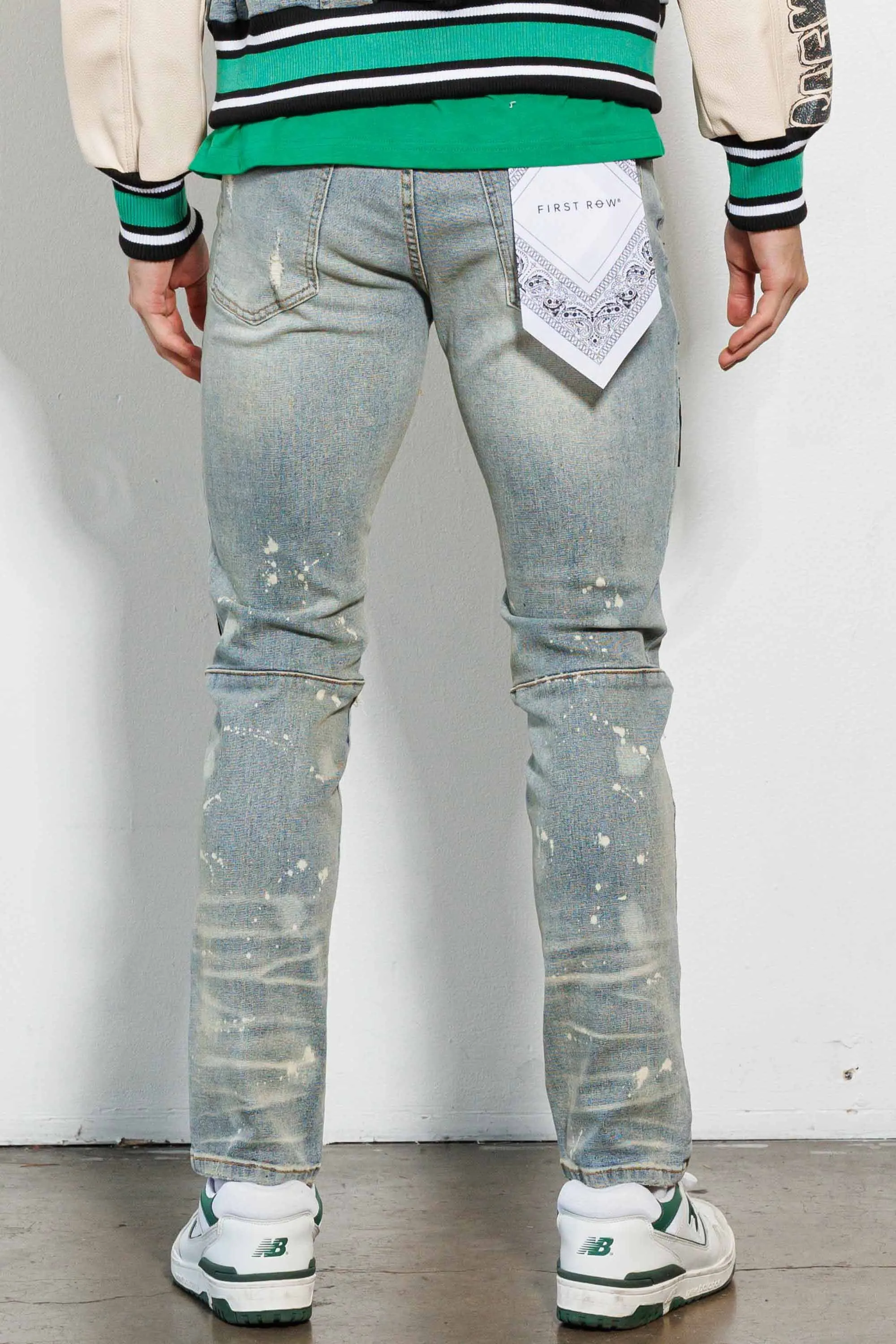 Lt.Sand Tint Spring Break Multi Patches Slim Fit Pants