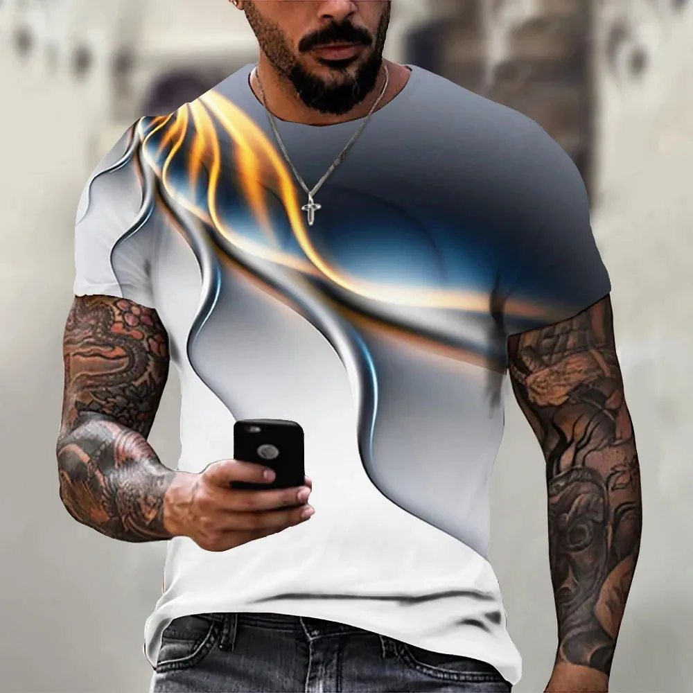 M-xlrge Men's Graphic 3d O Neck T Shirt Casual Streetwear Short Sleeve