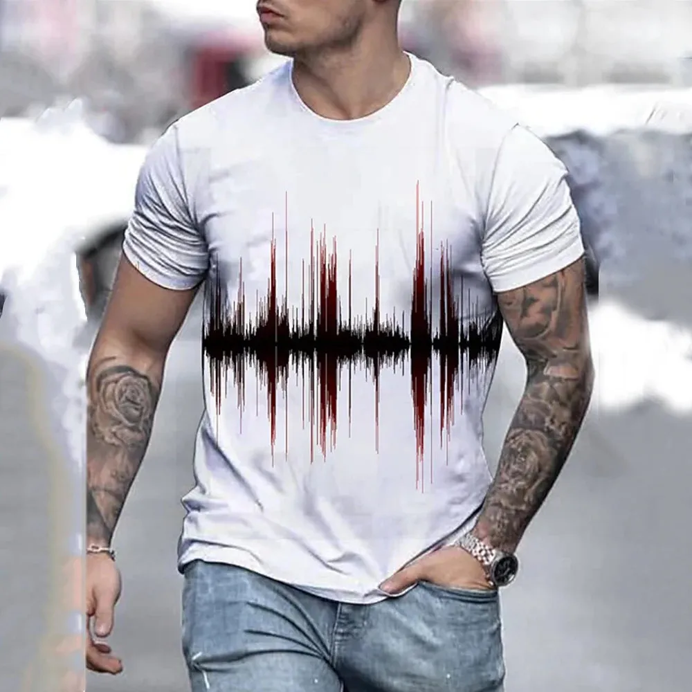 M-xlrge Men's Graphic 3d O Neck T Shirt Casual Streetwear Short Sleeve