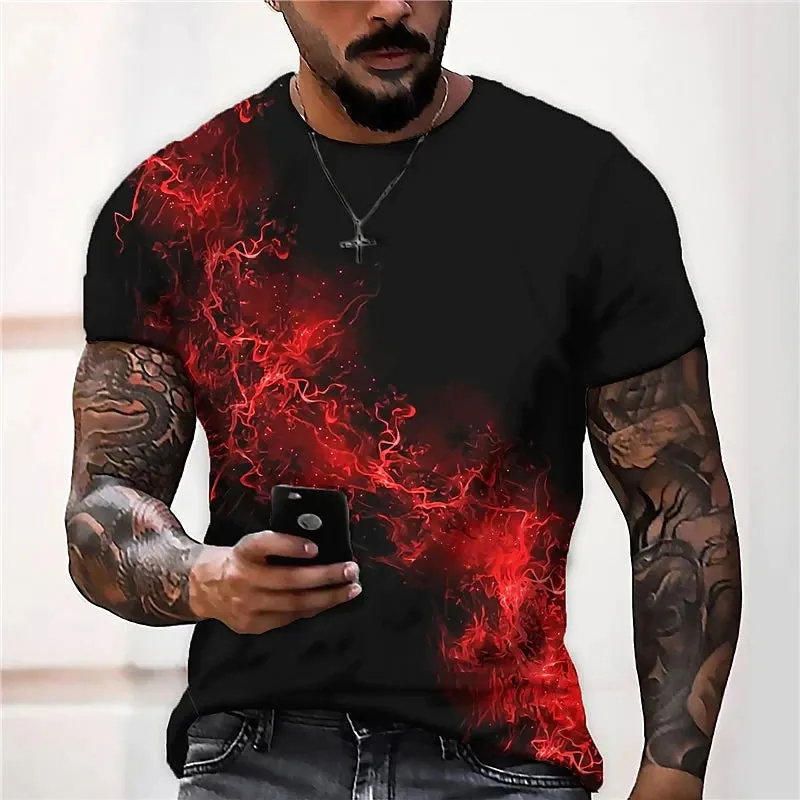 M-xlrge Men's Graphic 3d O Neck T Shirt Casual Streetwear Short Sleeve