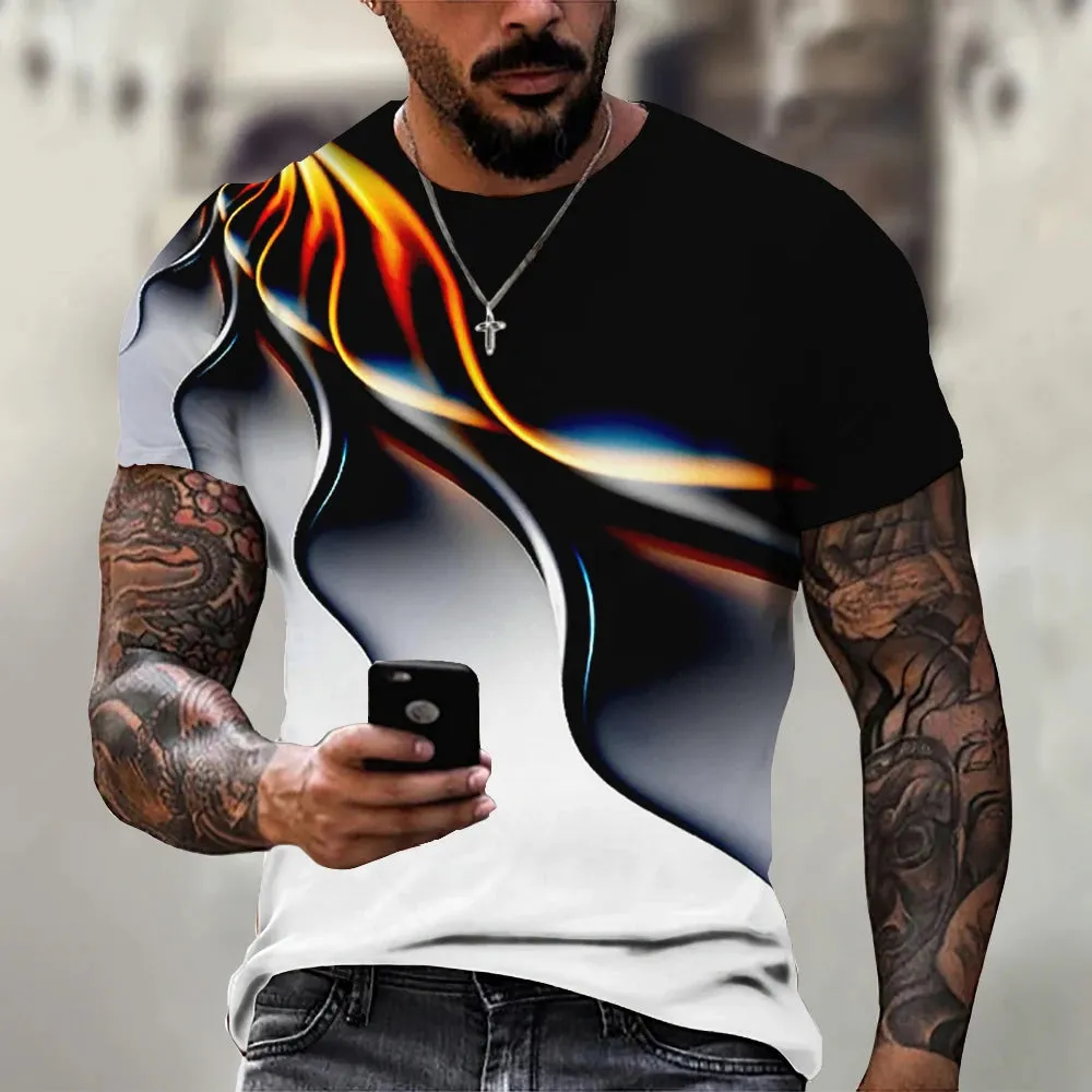 M-xlrge Men's Graphic 3d O Neck T Shirt Casual Streetwear Short Sleeve